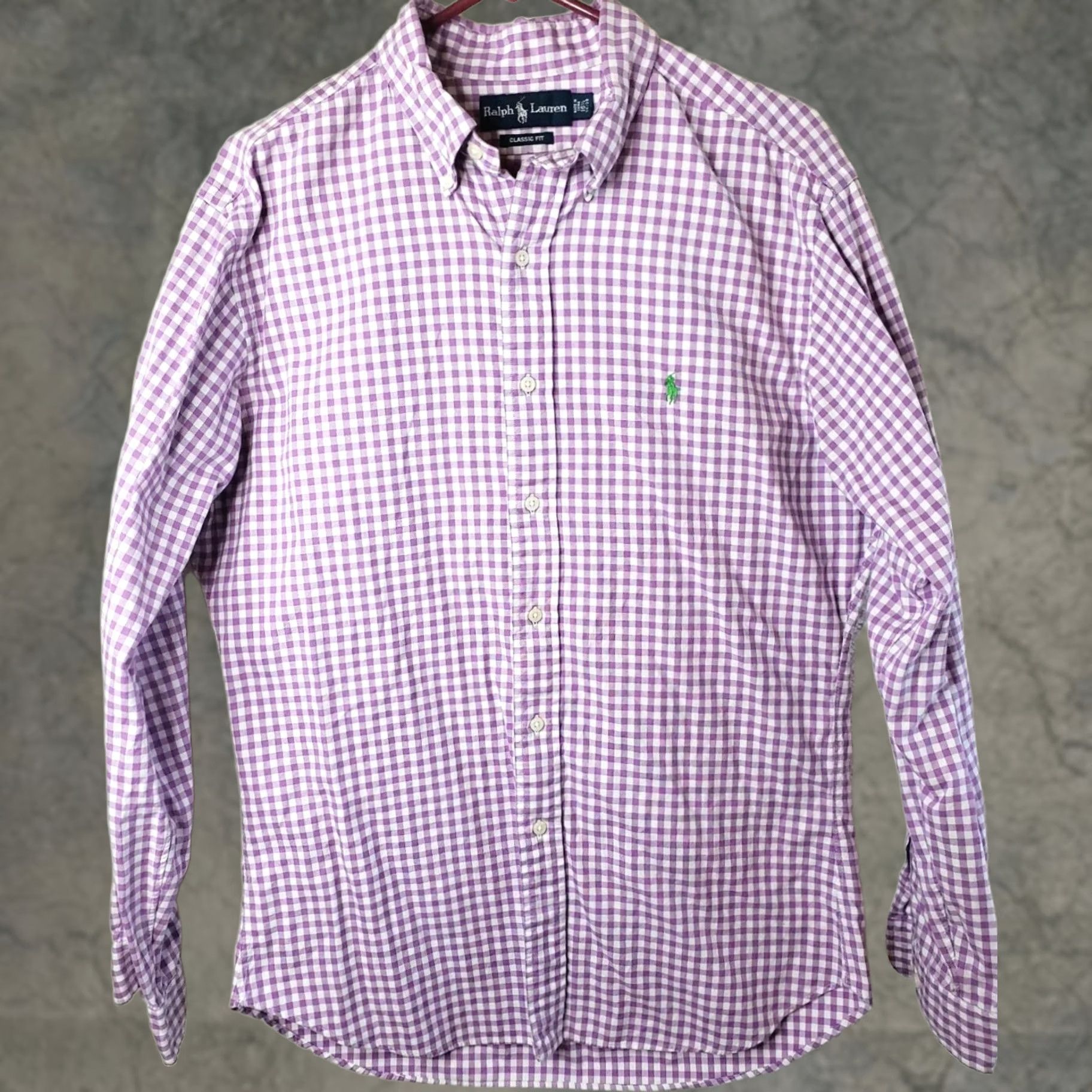 Polo Ralph Lauren Ralph Lauren Button Down Shirt Men's 16.5/34-35 L. S. White Purple Check Shirt Size US L / EU 52-54 / 3 - 1 Thumbnail