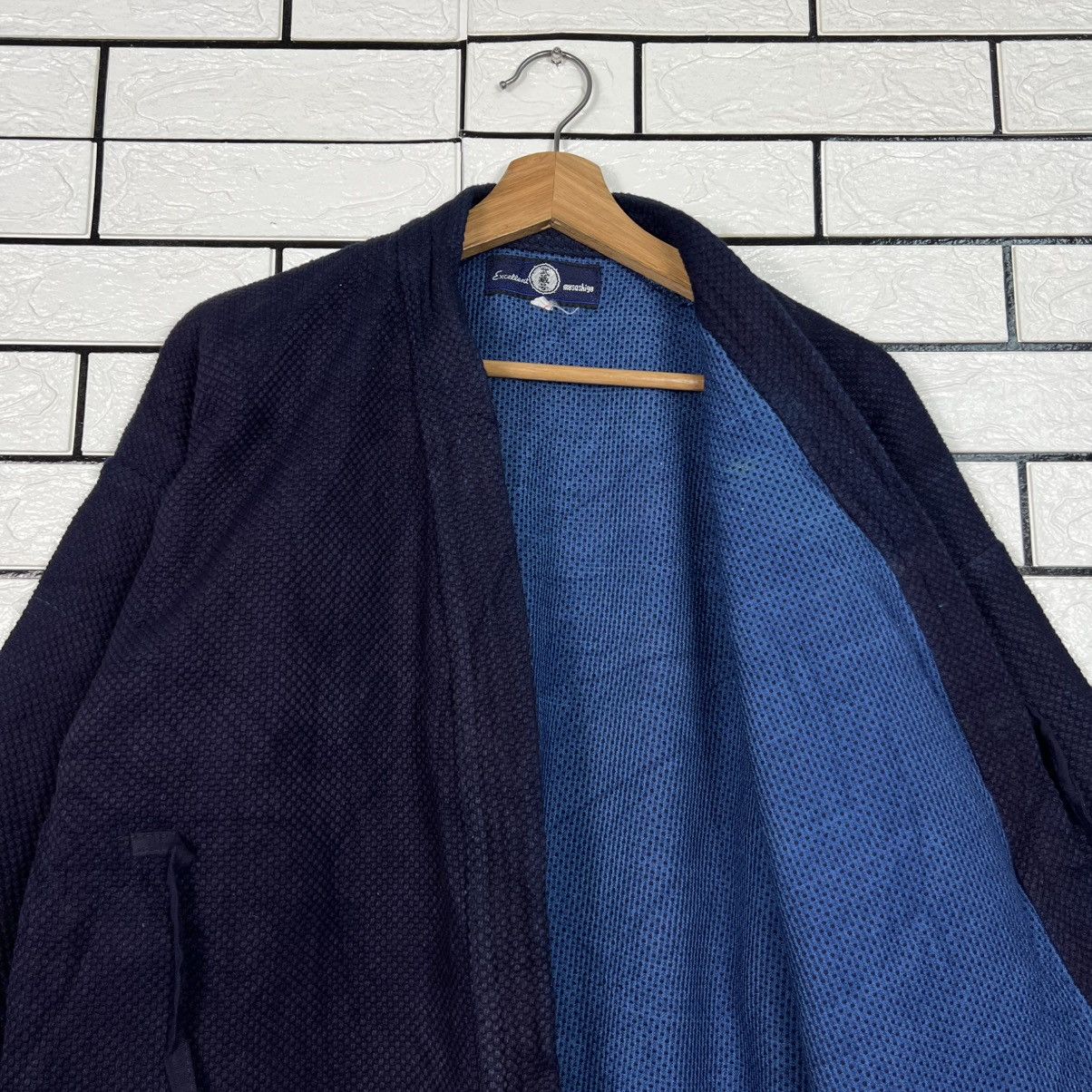 Japanese Brand Indigo Bushu Navy Blue Sashiko Thick Weave Kimono #4155-C190 Size US L / EU 52-54 / 3 - 9 Thumbnail