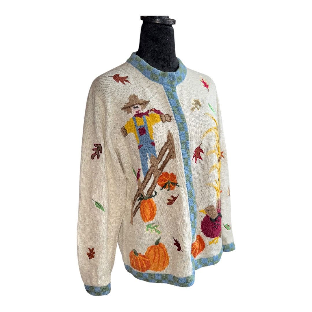 Vintage VTG Quacker Factory Medium Fall Cardigan Sweater Scarecrow Size M / US 6-8 / IT 42-44 - 2 Thumbnail