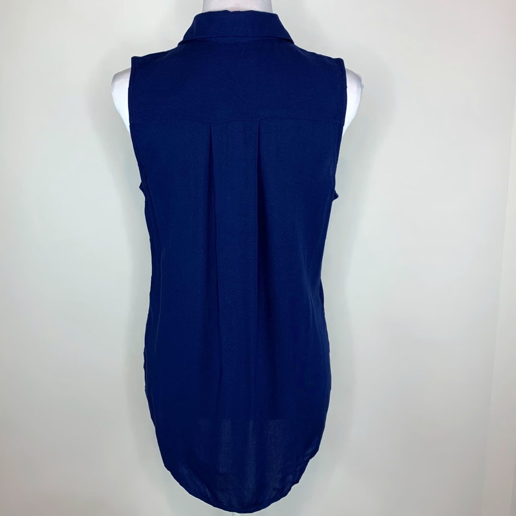 Vintage SO Perfect Shirt Womens M Shirt Relaxed Button Up Sleeveless Dark Blue New Size M / US 6-8 / IT 42-44 - 5 Thumbnail
