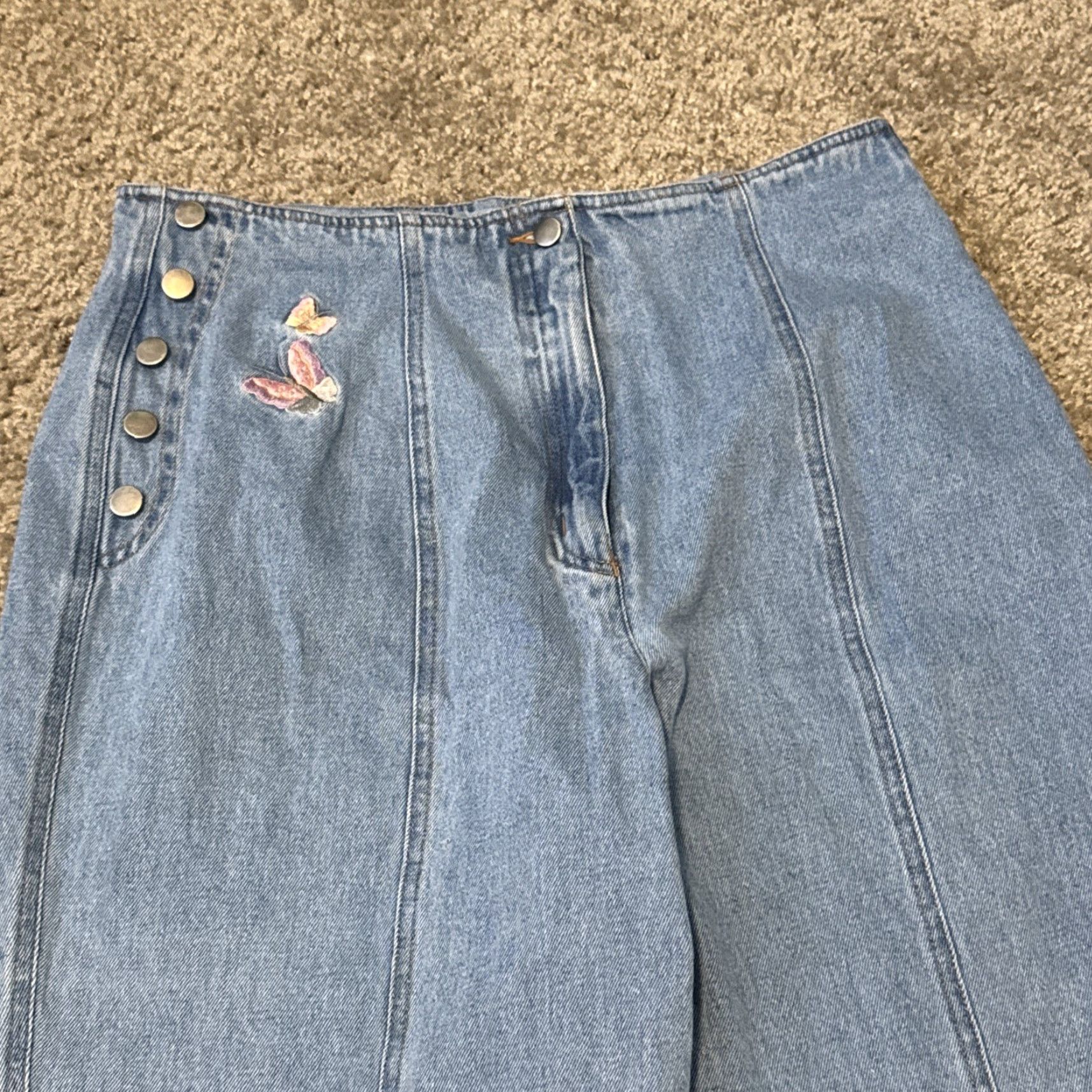 Vintage VINTAGE 80s Butterfly Embroidered Together! Brand Women’s Jeans Straight Blue 30x30 Womens Size 36" / US 14 / IT 50 - 3 Thumbnail