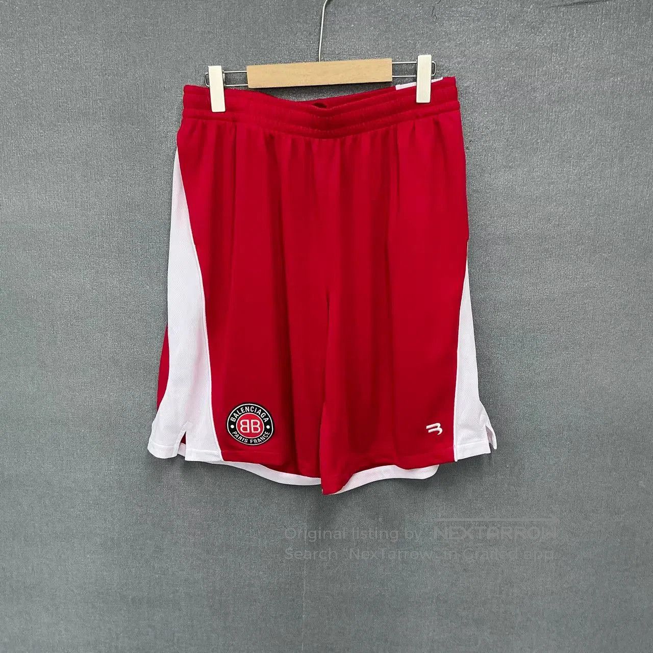 Balenciaga Red Balenciaga Logo Embroidered Football Shorts. Size US 30 / EU 46 - 1 Thumbnail