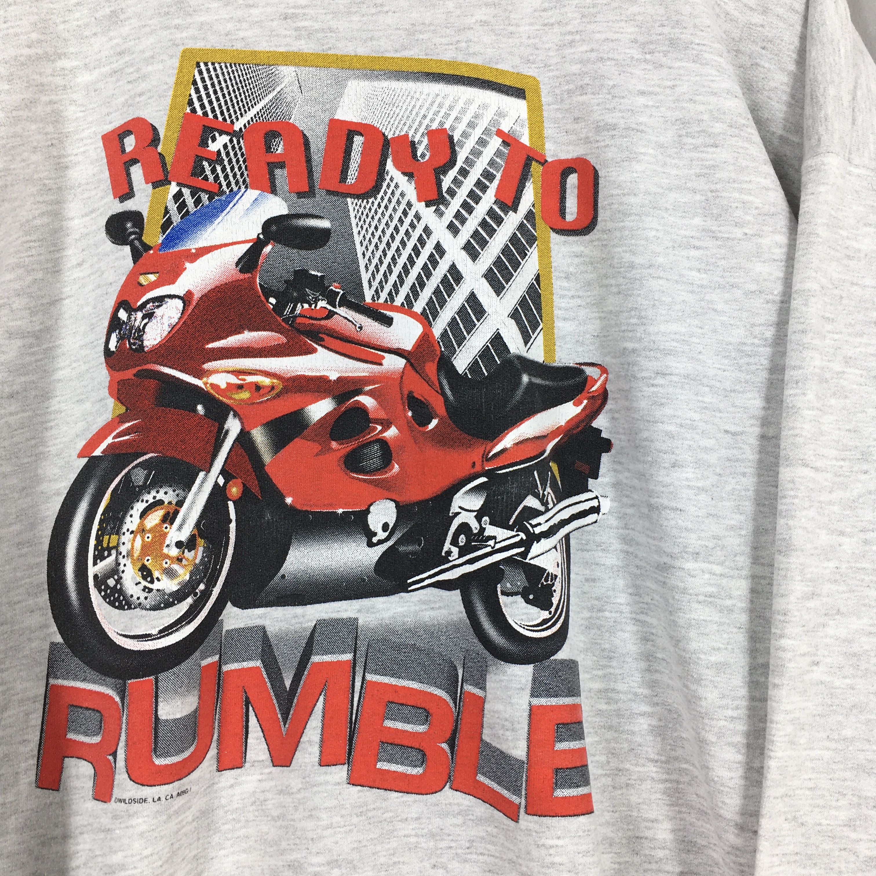 Hanes Vintage Motorcycle Ready To Rumble Sweatshirt XLarge Size US XL / EU 56 / 4 - 2 Thumbnail