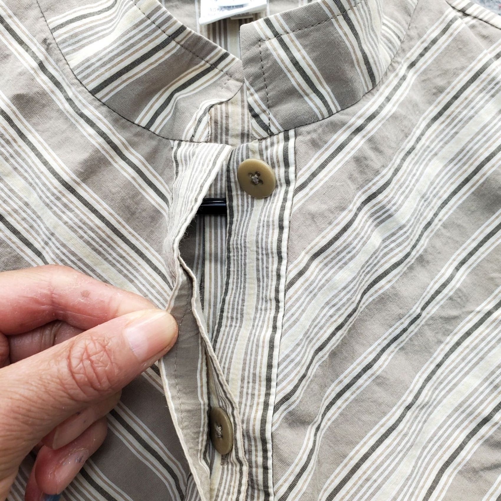 Ellen Tracy Ellen Tracy Mens Blouse Top Size 1 Multi Striped Cotton Regular Button Front Size XS / US 0-2 / IT 36-38 - 3 Thumbnail