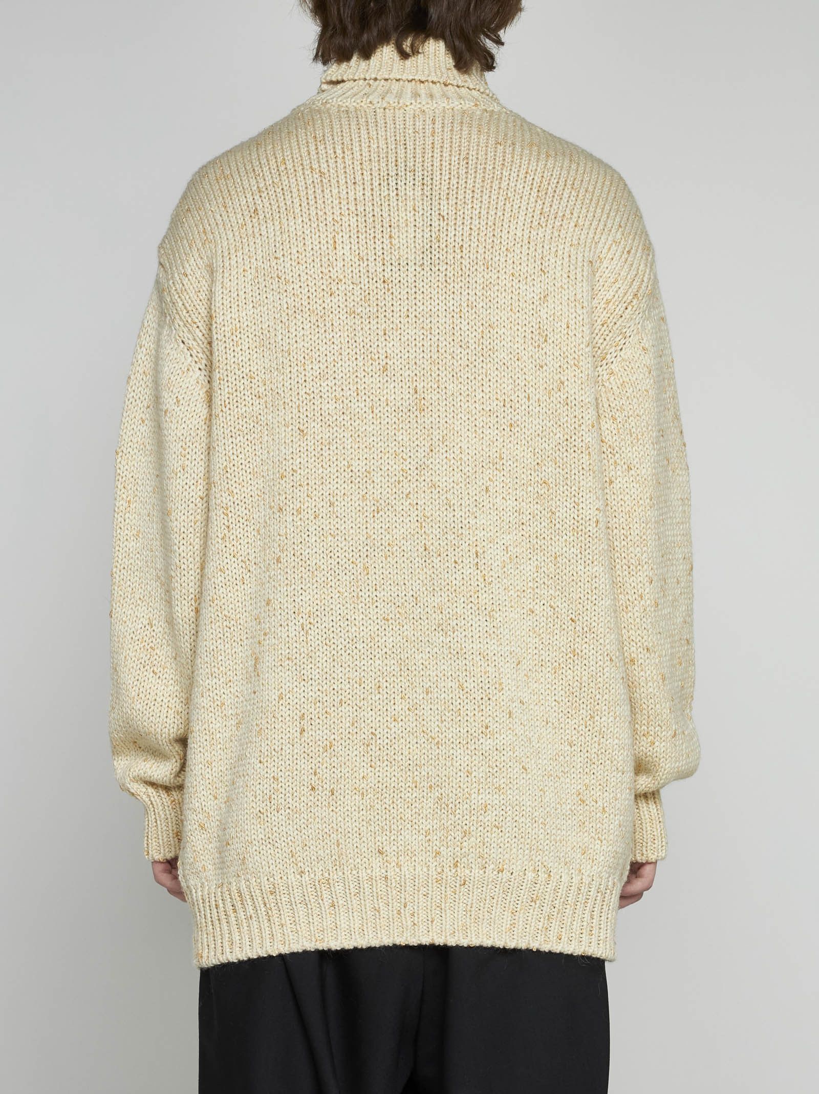 Raf Simons o1y0325 Logo Turtleneck Sweater in Beige Size US M / EU 48-50 / 2 - 4 Thumbnail