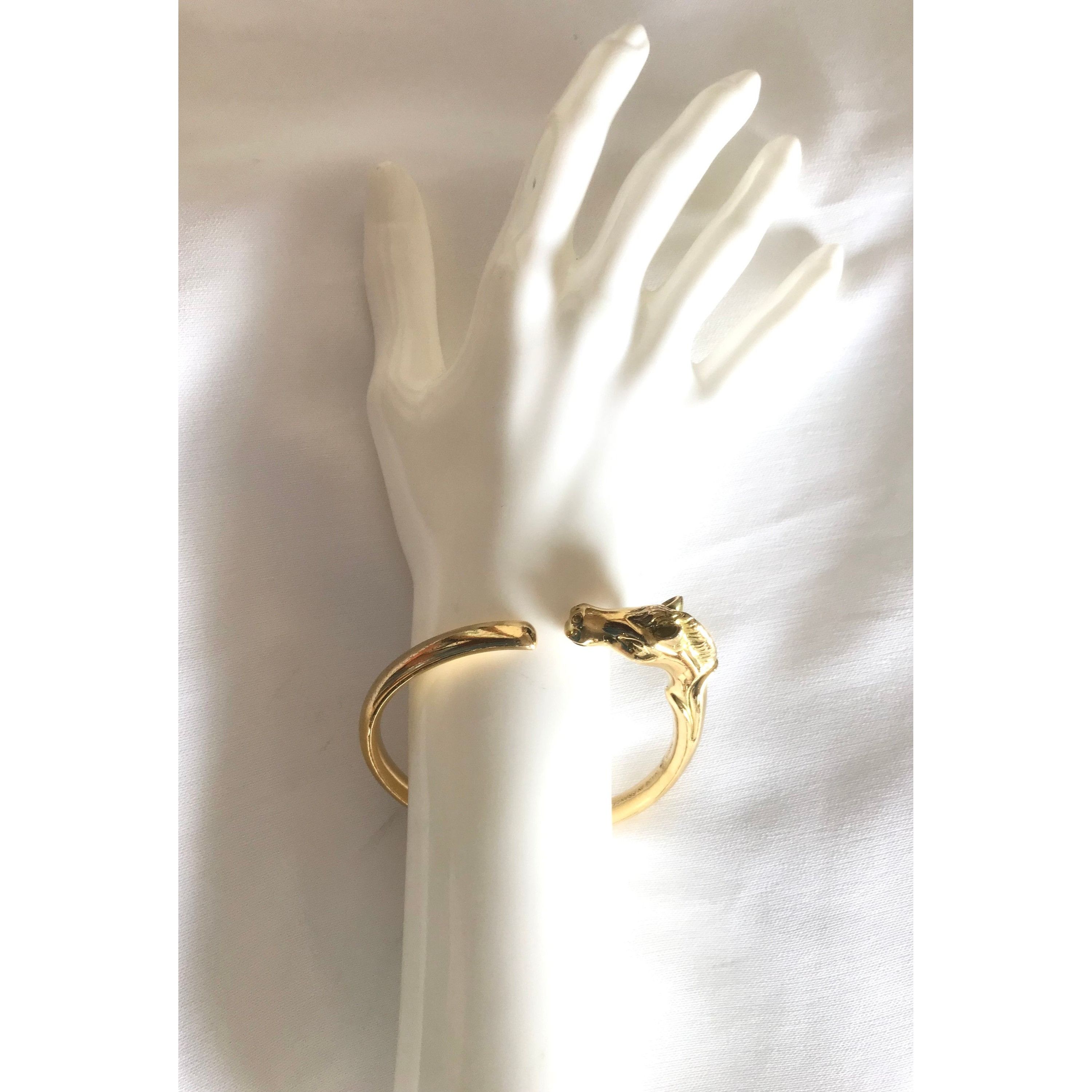 Hermes Vintage Hermes golden horse head design bangle, bracelet. Size ONE SIZE - 8 Thumbnail