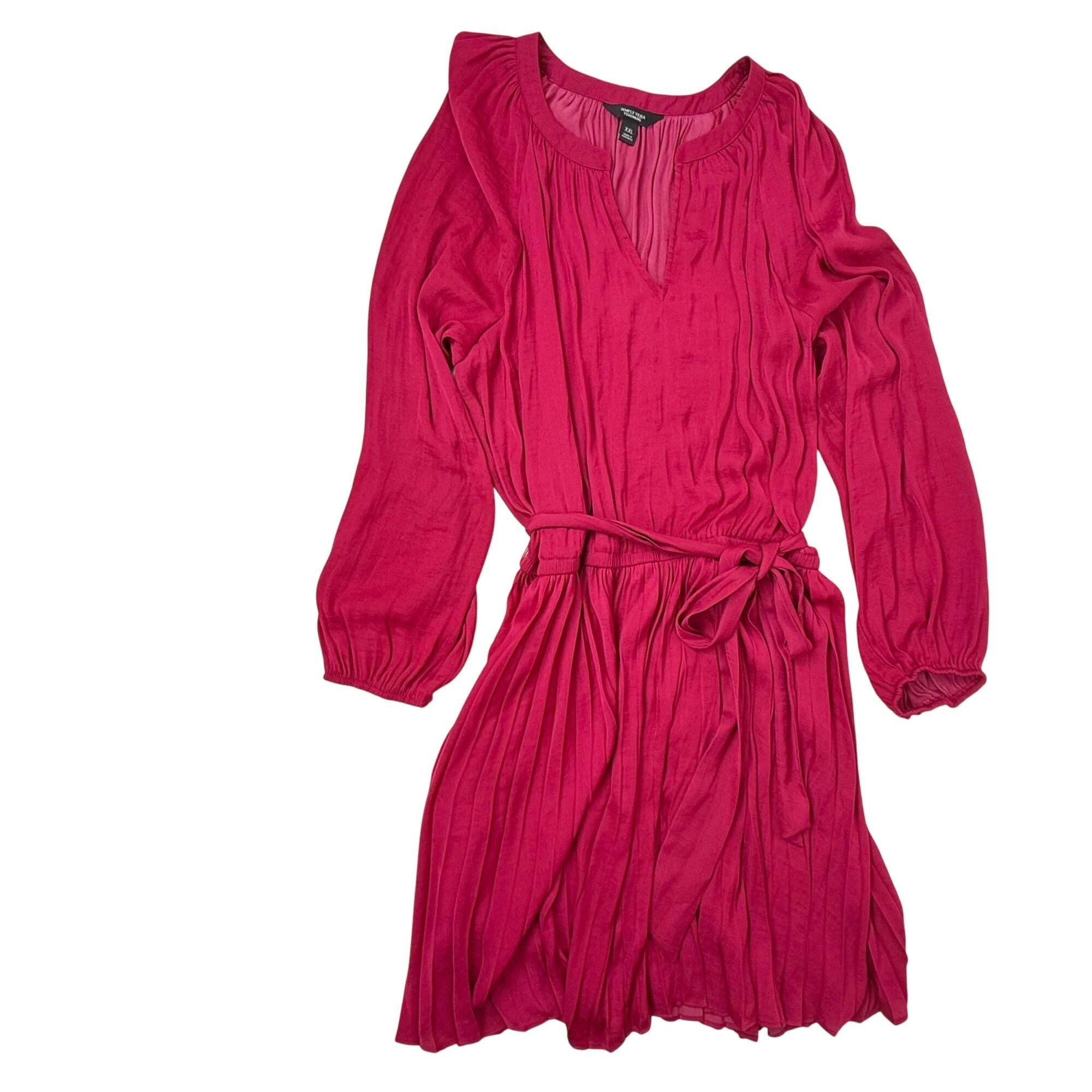 Other Simply Vera Vera Wang Pleated Belted Mini Dress Hot Pink Siz Size XXL / US 16-18 / IT 52-54 - 1 Thumbnail