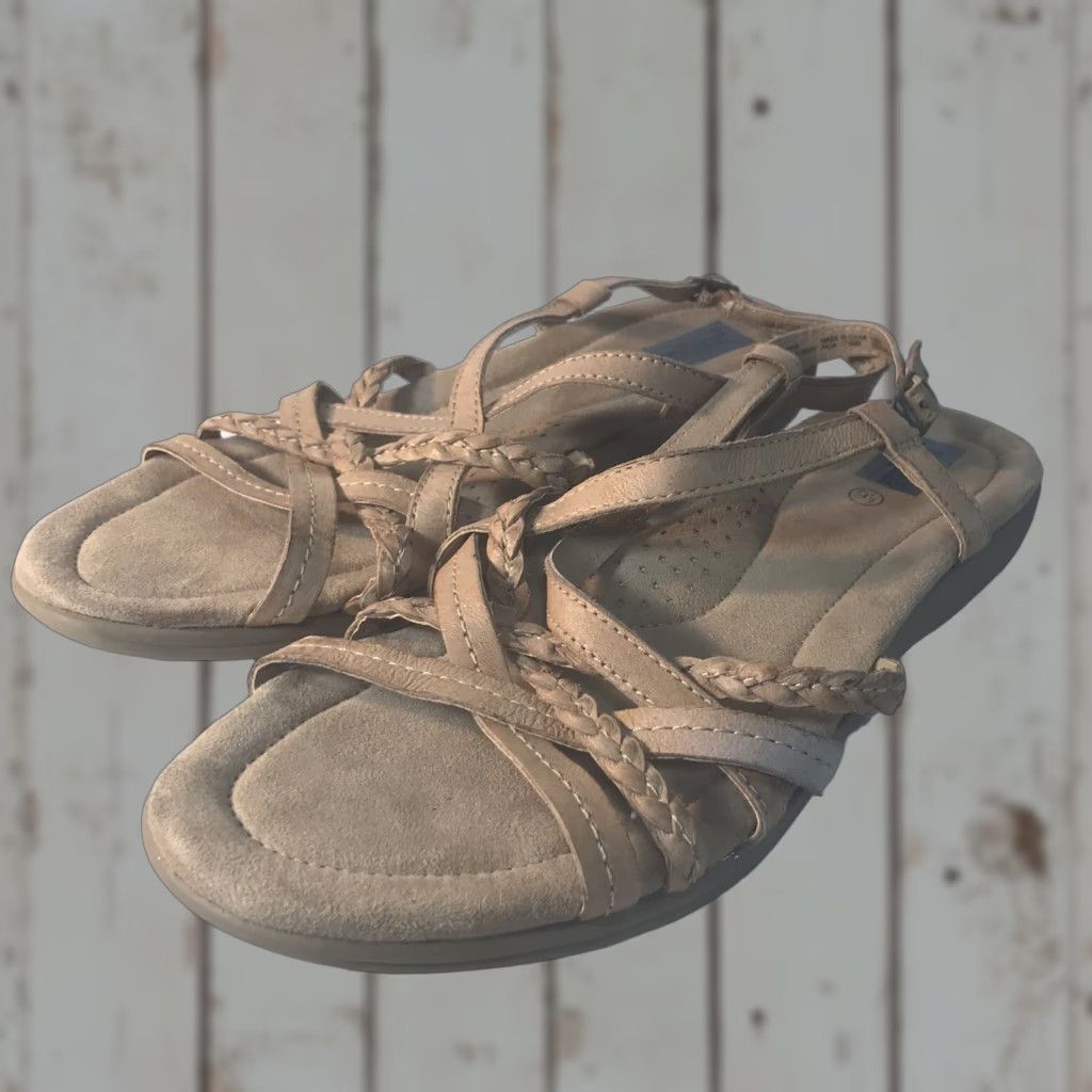 Vintage Drexlite Leather Classics Women’s Beige Strappy Flat Sandals Size 9.5M Casual Comfort Size US 9.5 / IT 39.5 - 1 Thumbnail