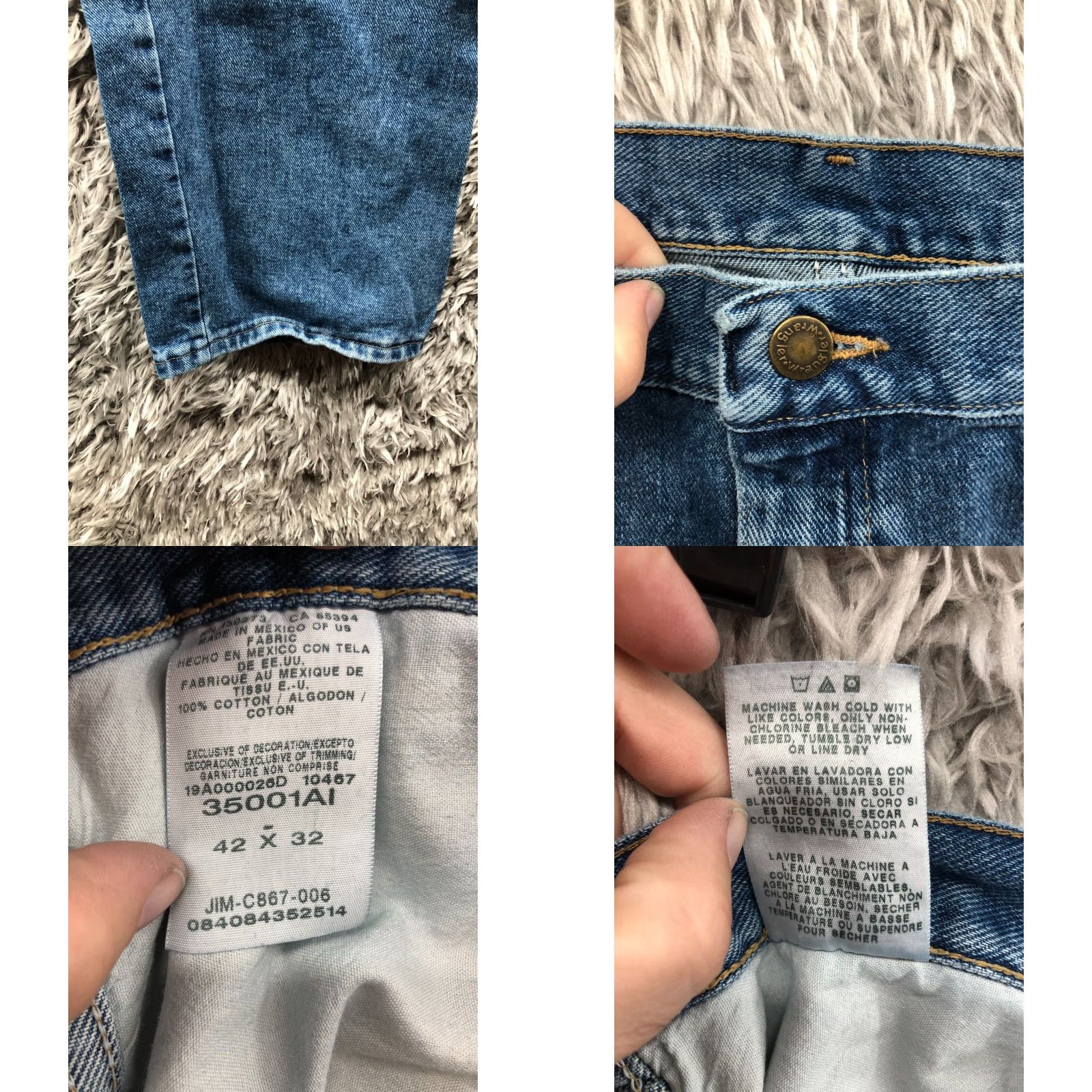 Wrangler Wrangler Mid Blue Denim Jeans 42x32 Mens Straight Regular Waist 5-Pocket Rugged Wear Denim Jeans Baggy Casual Trending Mens Size US 42 / EU 58 - 8 Thumbnail