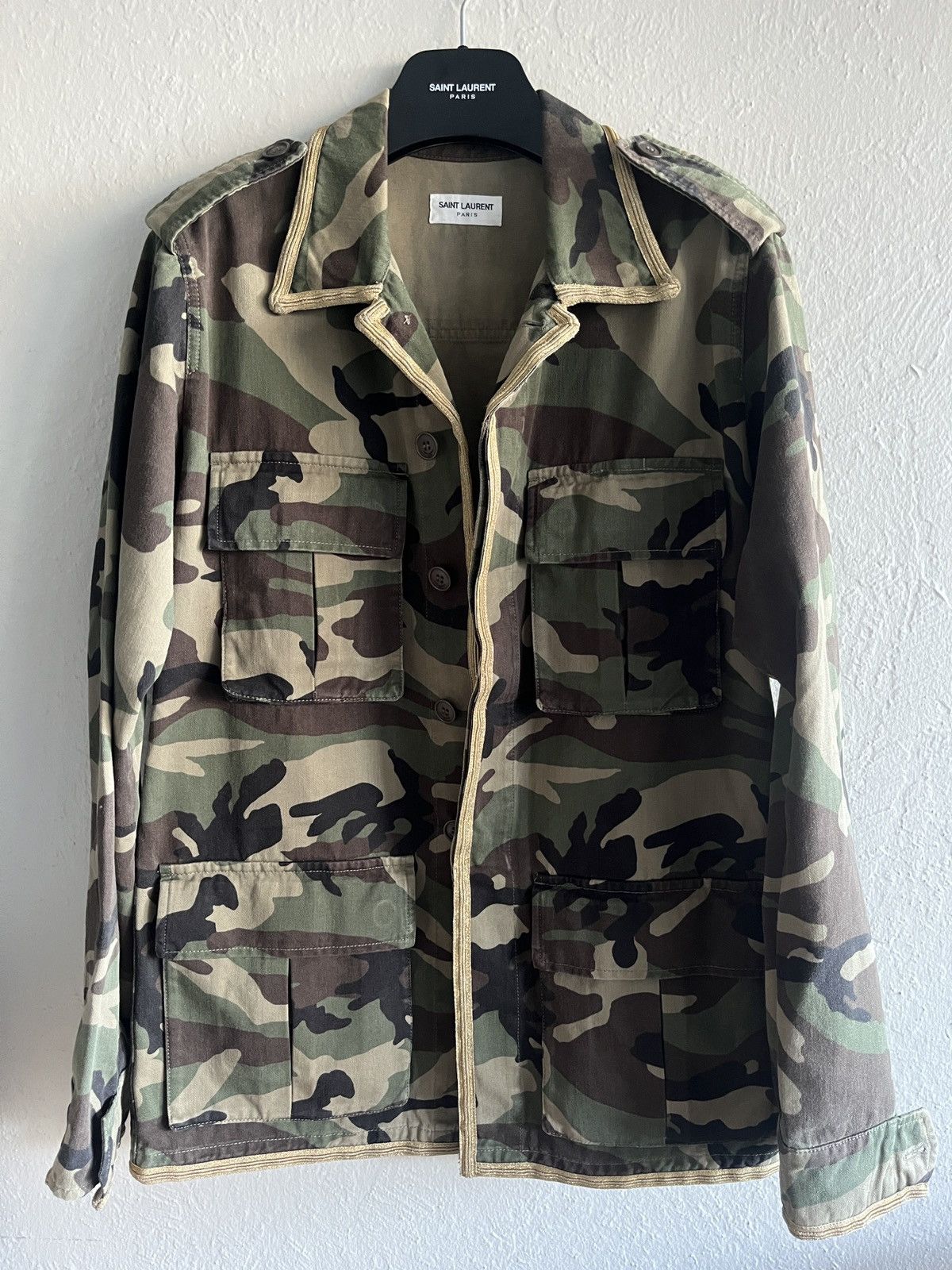 Hedi Slimane × Saint Laurent Paris Saint Laurent Paris M65 Jacket Camouflage Army Military Gold Size US M / EU 48-50 / 2 - 2 Thumbnail
