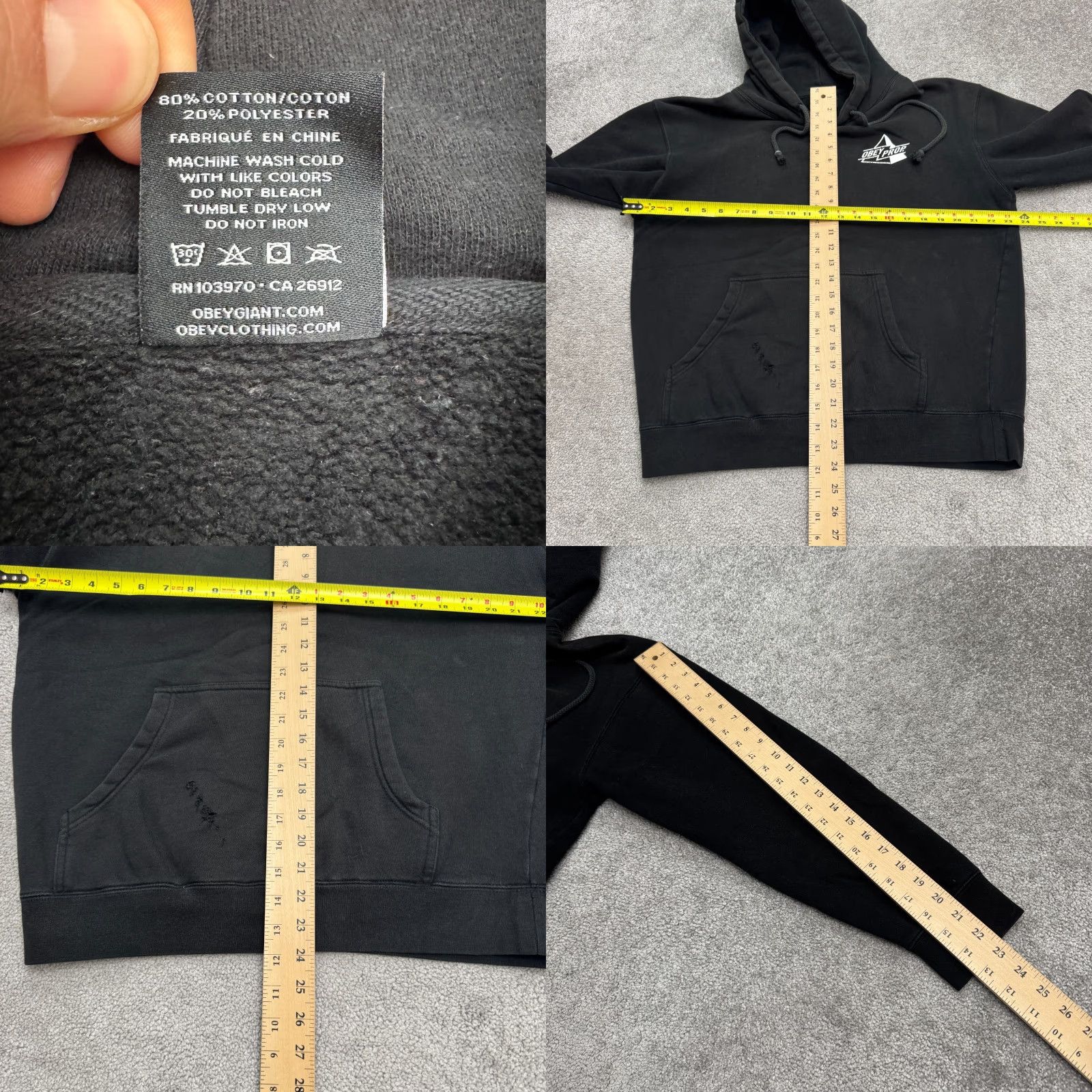 Obey OBEY Hoodie Mens M Black Cotton Polyester Graphic Pullover Sweatshirt Hooded Logo All Seasons Winter Spring Fall Regular Fit Size US M / EU 48-50 / 2 - 9 Thumbnail