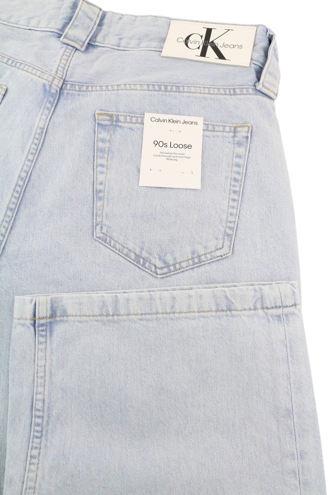 Calvin Klein 90S LOOSE W31 Light Blue Washed Pleated Zip Denim 85301 Size US 31 - 5 Thumbnail