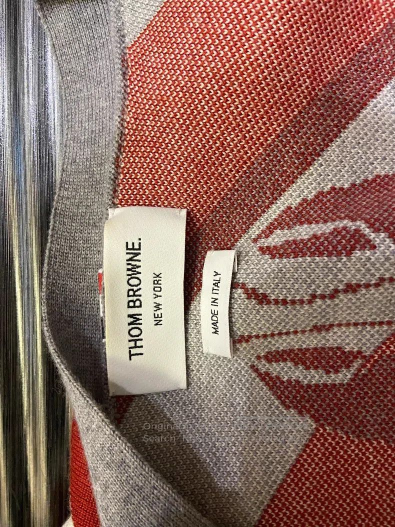 Thom Browne Thom Browne Red and Gray Striped Knit Cardigan Size US XL / EU 56 / 4 - 3 Thumbnail