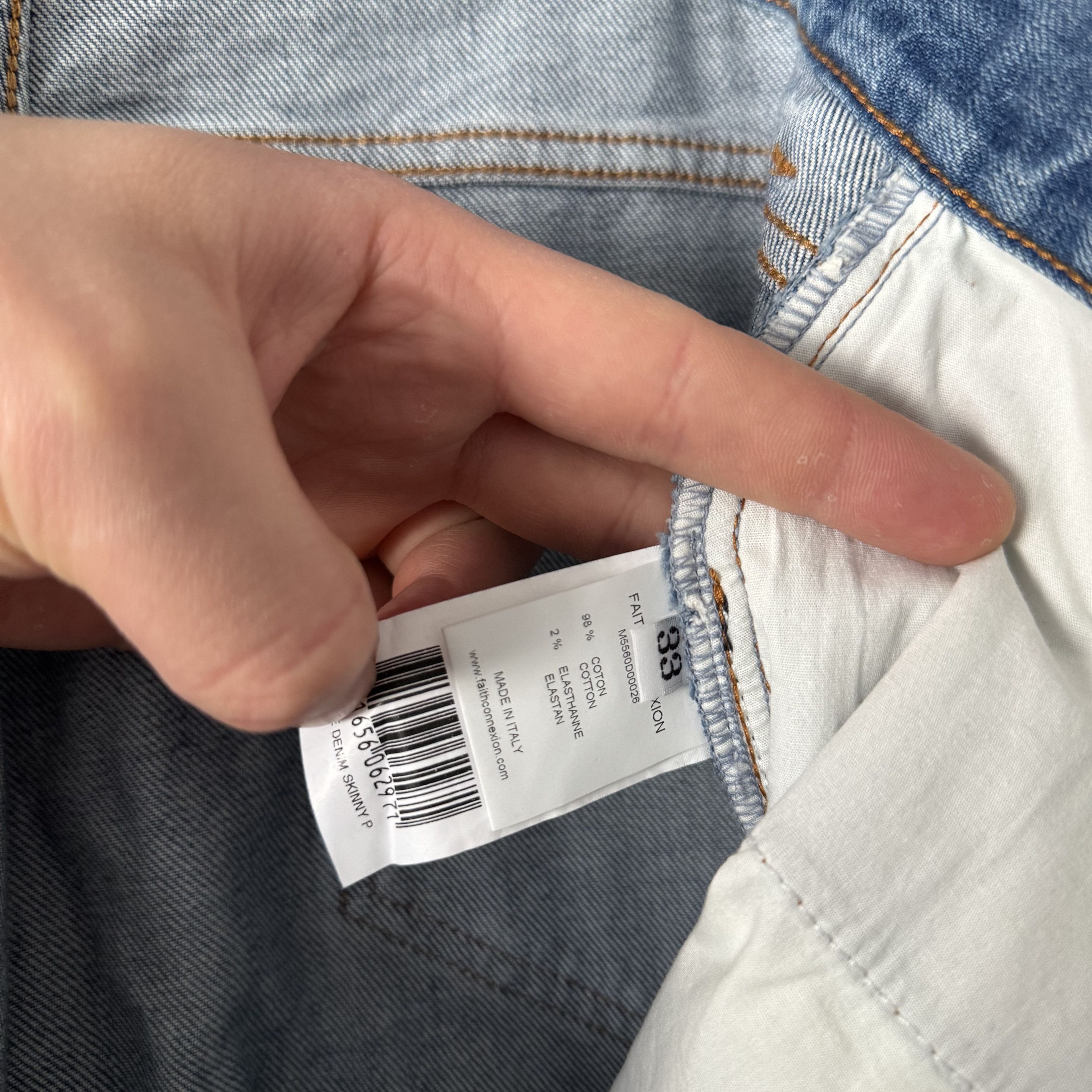 Faith Connexion Faith Connexion Light Blue Slim Fit Denim Jeans Distressed Size US 33 - 13 Thumbnail