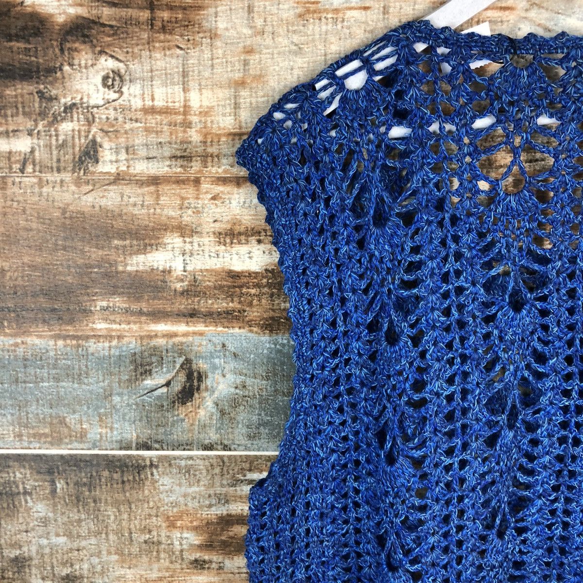 Handmade Japan vintage crochet mesh net knitwear handmade Vest #A2248 Size L / US 10 / IT 46 - 14 Thumbnail