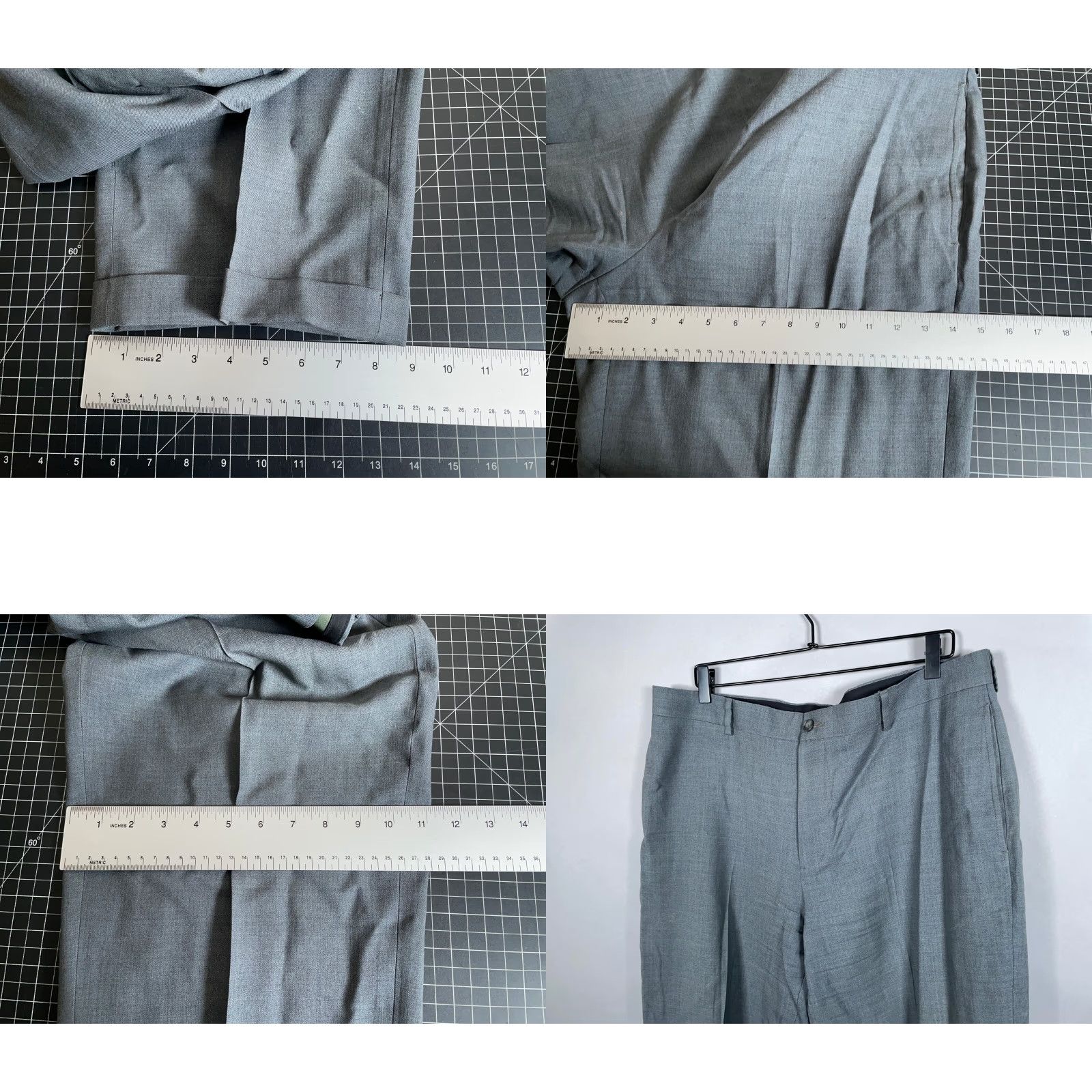 Vintage L.L. Bean Men's Wool Classic Fit Dress Pants 38 x 29 Gray Cuffed Flat Front Size US 39 - 8 Thumbnail