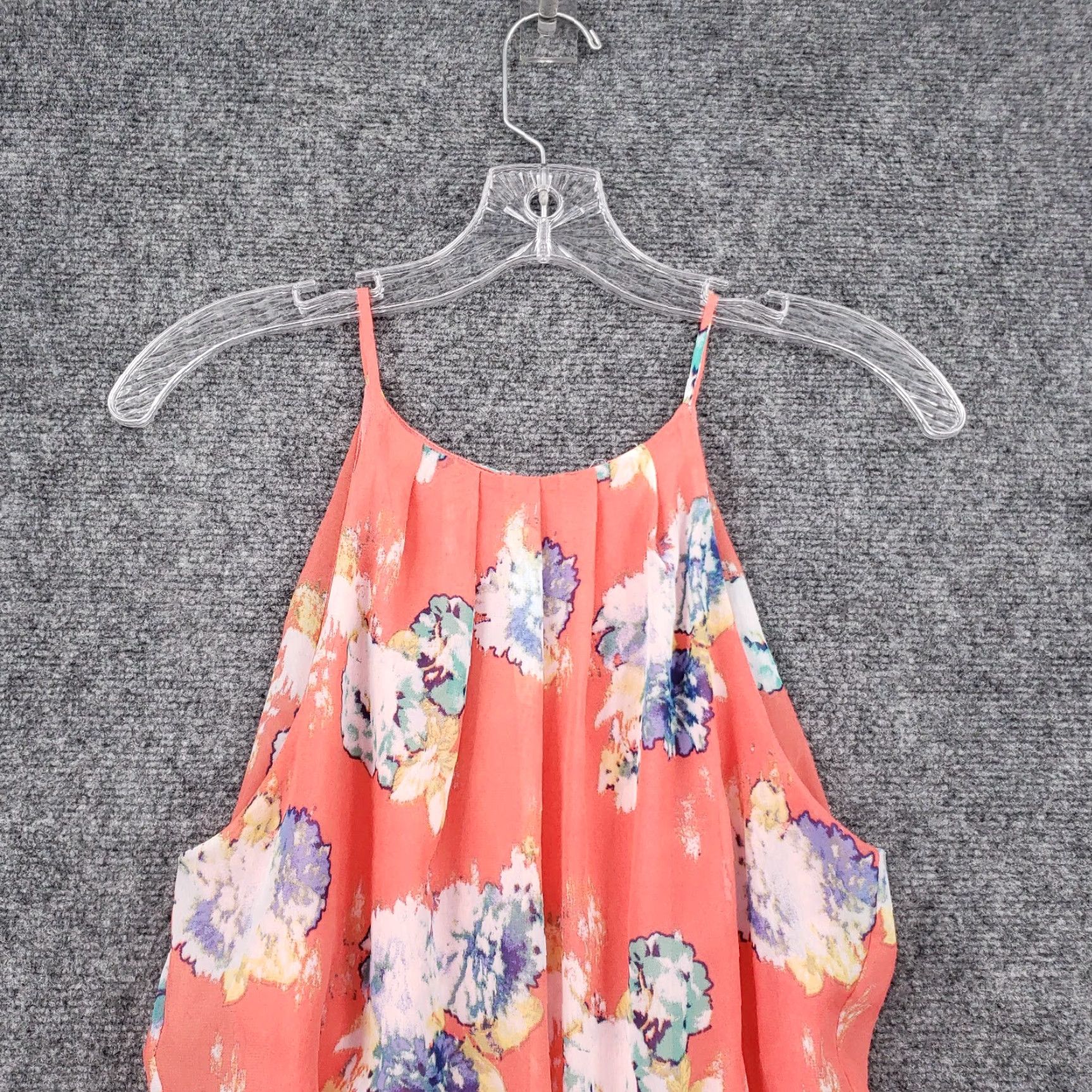 Vintage Lush Dress Womens S Small Orange Blouson Chiffon Floral Mini Fit & Flare Tank Dress Sleeveless Halter Skater Casual Party/Cocktail Size S / US 4 / IT 40 - 3 Thumbnail