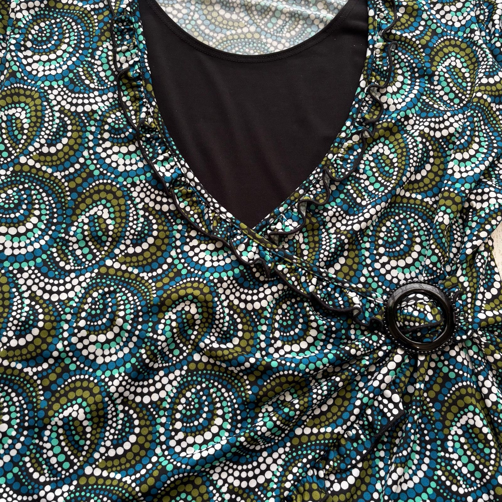 Other Notations XL Multicolor Boho Dot Swirl Faux Wrap Blouse Size XL / US 12-14 / IT 48-50 - 9 Thumbnail