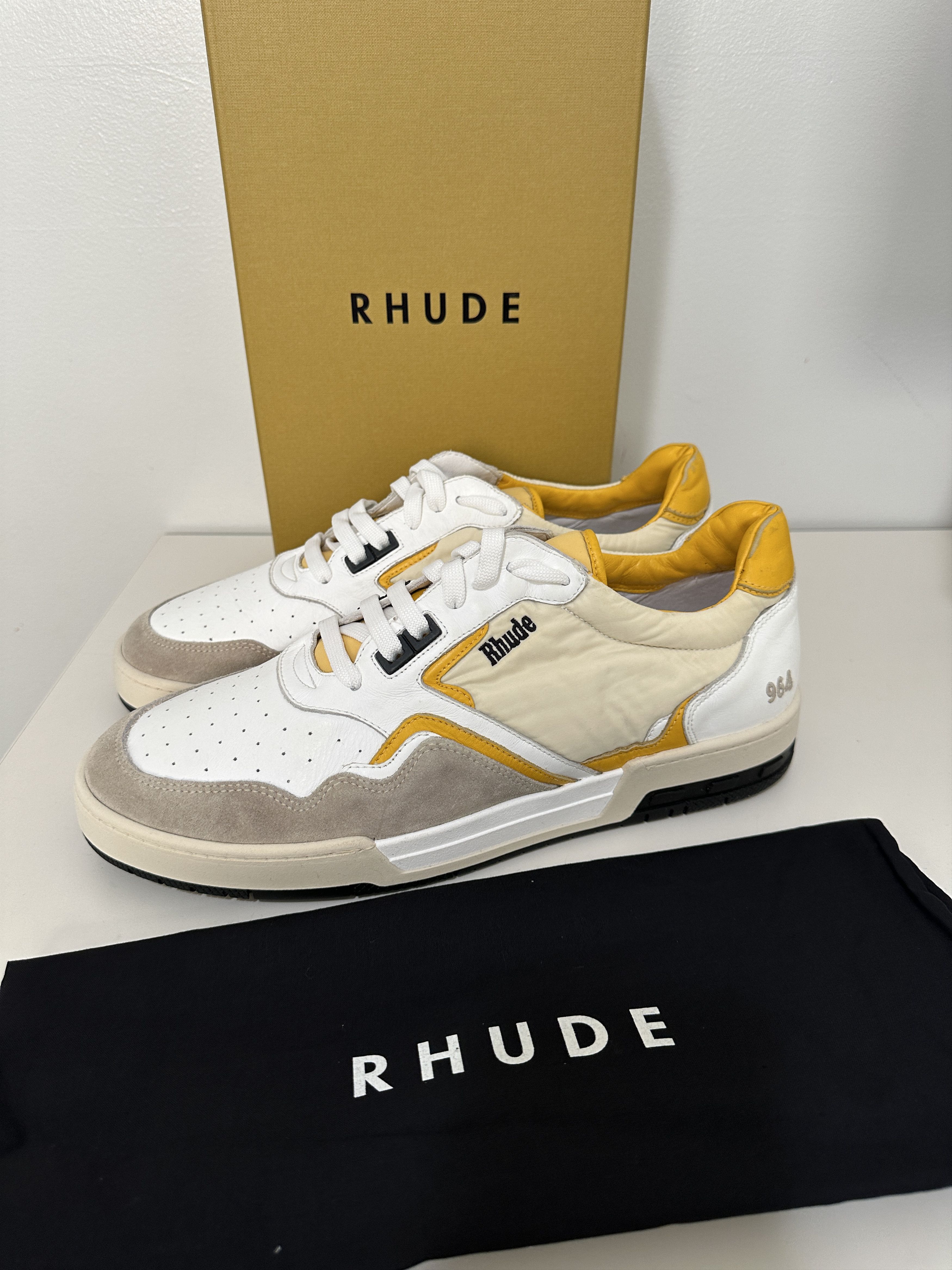 Rhude RHUDE Leather and Textile Racing Low-Top Sneakers 13 | Grailed