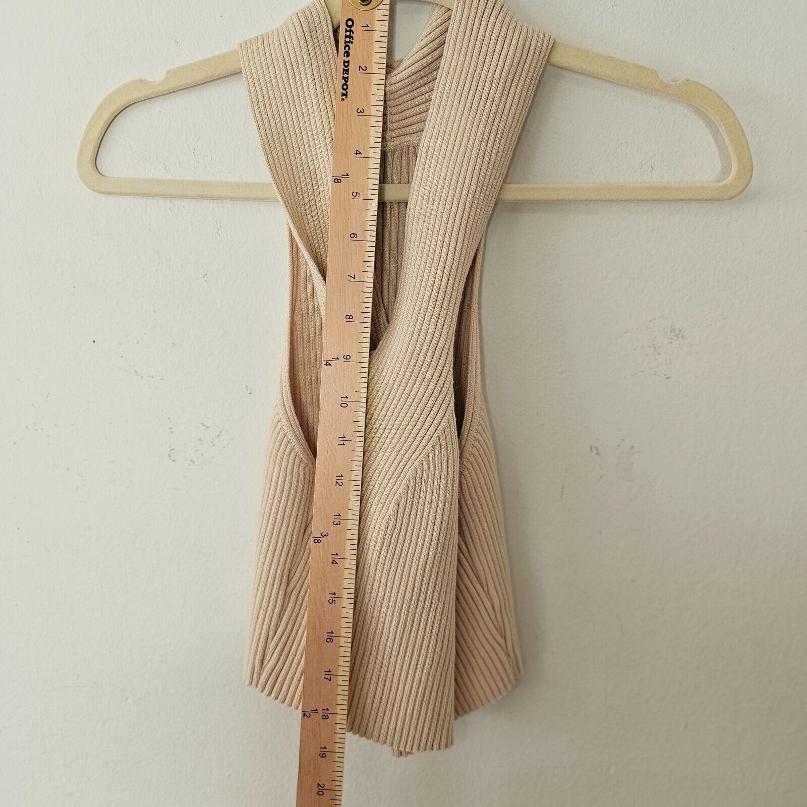 Cider Cider Beige Rib Sleeveless Criss Cross Front Halter Crop Top Size XL / US 12-14 / IT 48-50 - 8 Thumbnail