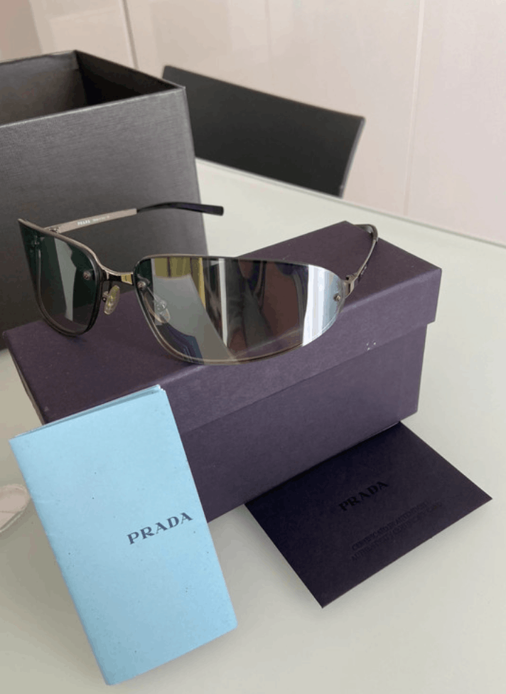 Prada PRADA Sunglasses Rimless Sport Metal Frame Shield Wrap Size ONE SIZE - 1 Thumbnail