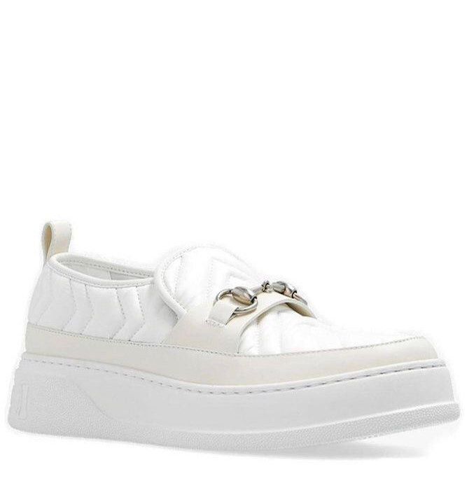 image of Gucci Horsebit Matelasse Leather Sneakers Size 38 in White, Women's