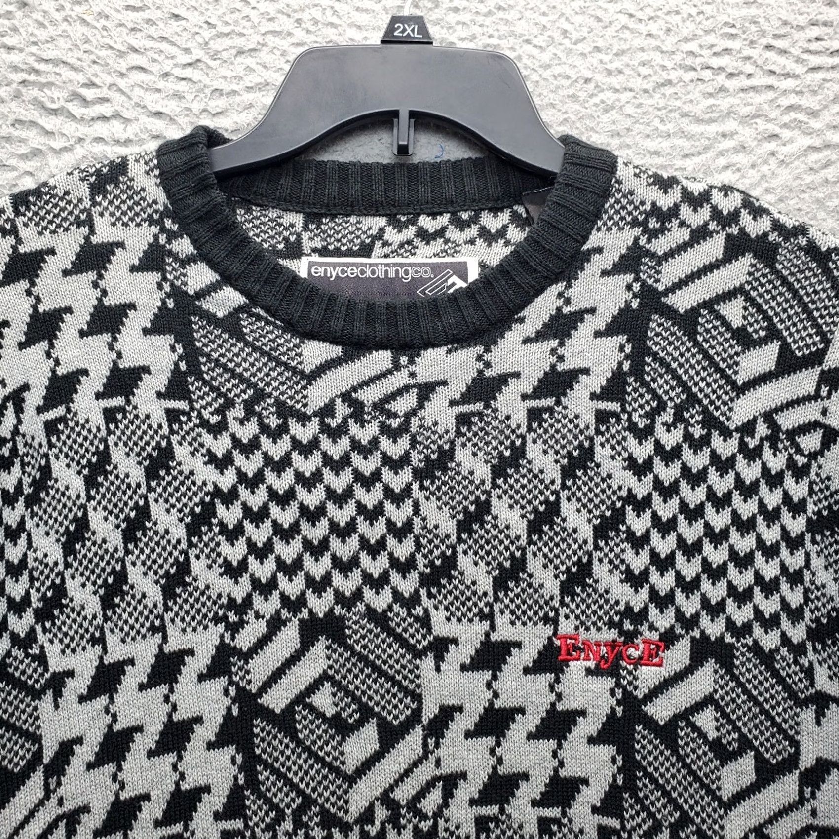 Enyce Enyce Sweater Mens L Multicolor Houndstooth Raglan Sleeve Pullover Crew Neck Knit Cotton Casual Fall Winter Shirt Size US L / EU 52-54 / 3 - 3 Thumbnail