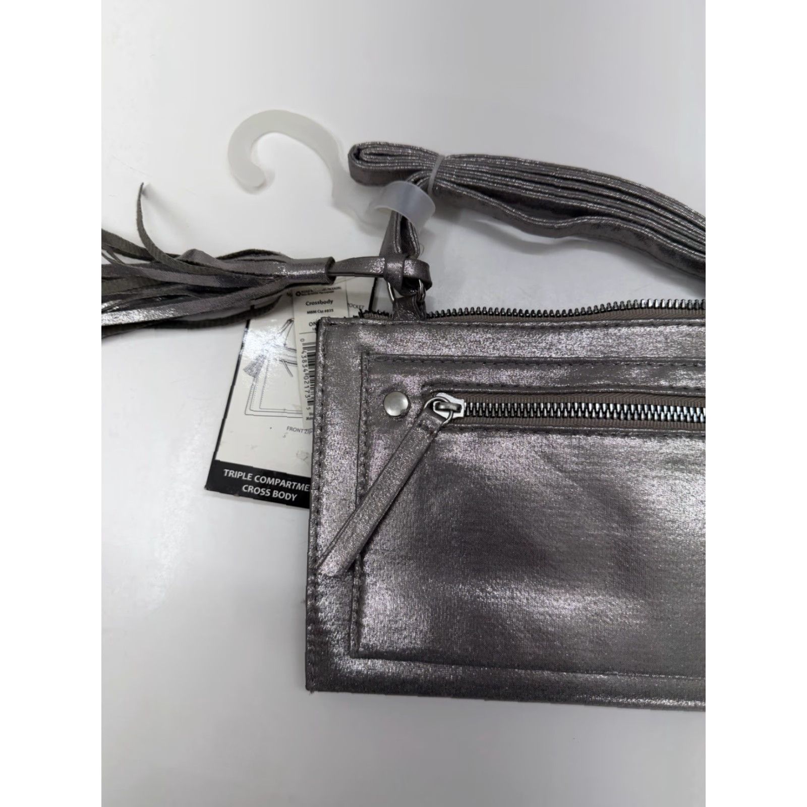Vintage No Boundaries Womens Purse Gray Metallic Marie Crossbody Triple Compartment NWTs Size ONE SIZE - 2 Thumbnail
