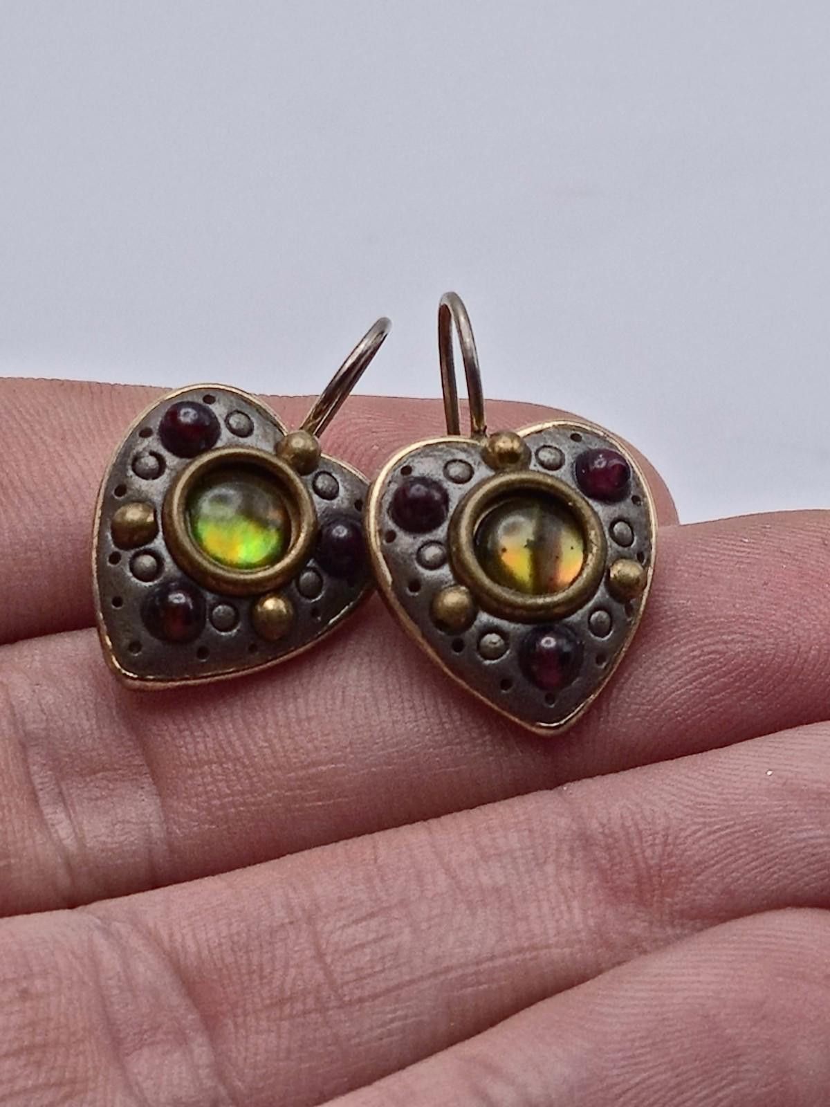 Other Michal Golan Mixed Metal Heart Earrings w/ Cabochon Size ONE SIZE - 1 Thumbnail