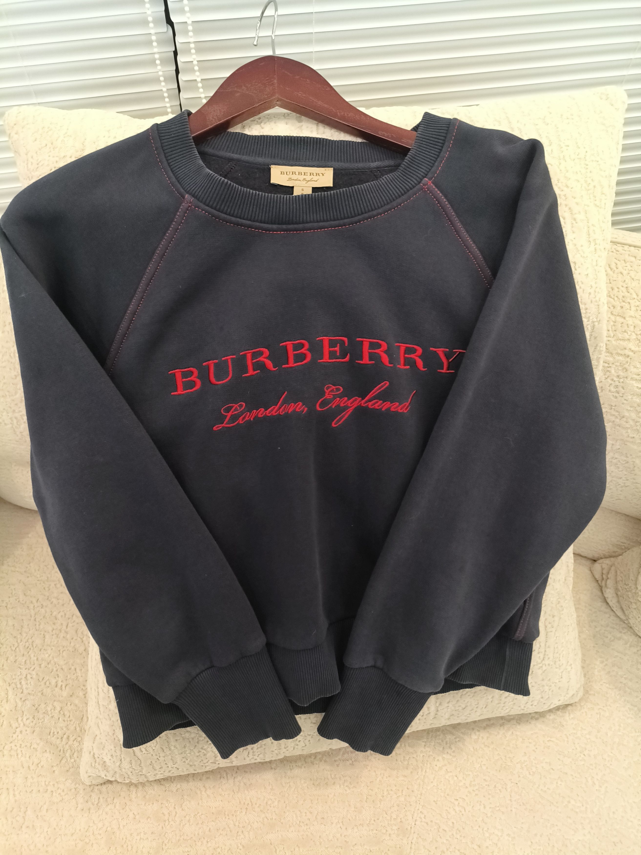 Burberry Burberry Navy Logo Embroidered Cotton Sweatshirt (Size S) Size US S / EU 44-46 / 1 - 10 Thumbnail