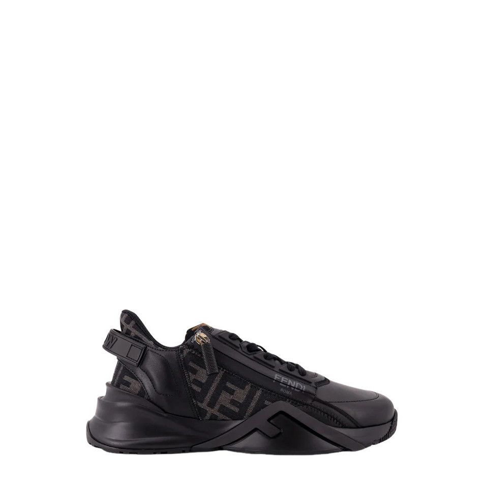 FENDI Flow $995 Black Leather Sneakers New & Authentic (Men'