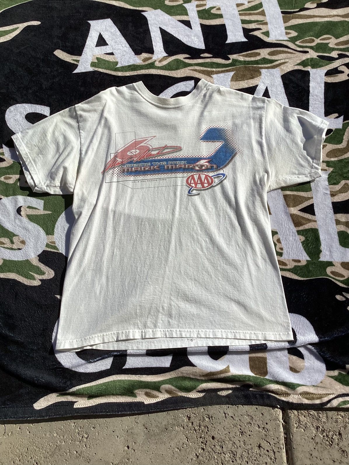 NASCAR Vintage 1990s Mark Martin #6 AAA NASCAR racing T-shirt Size US L / EU 52-54 / 3 - 3 Thumbnail