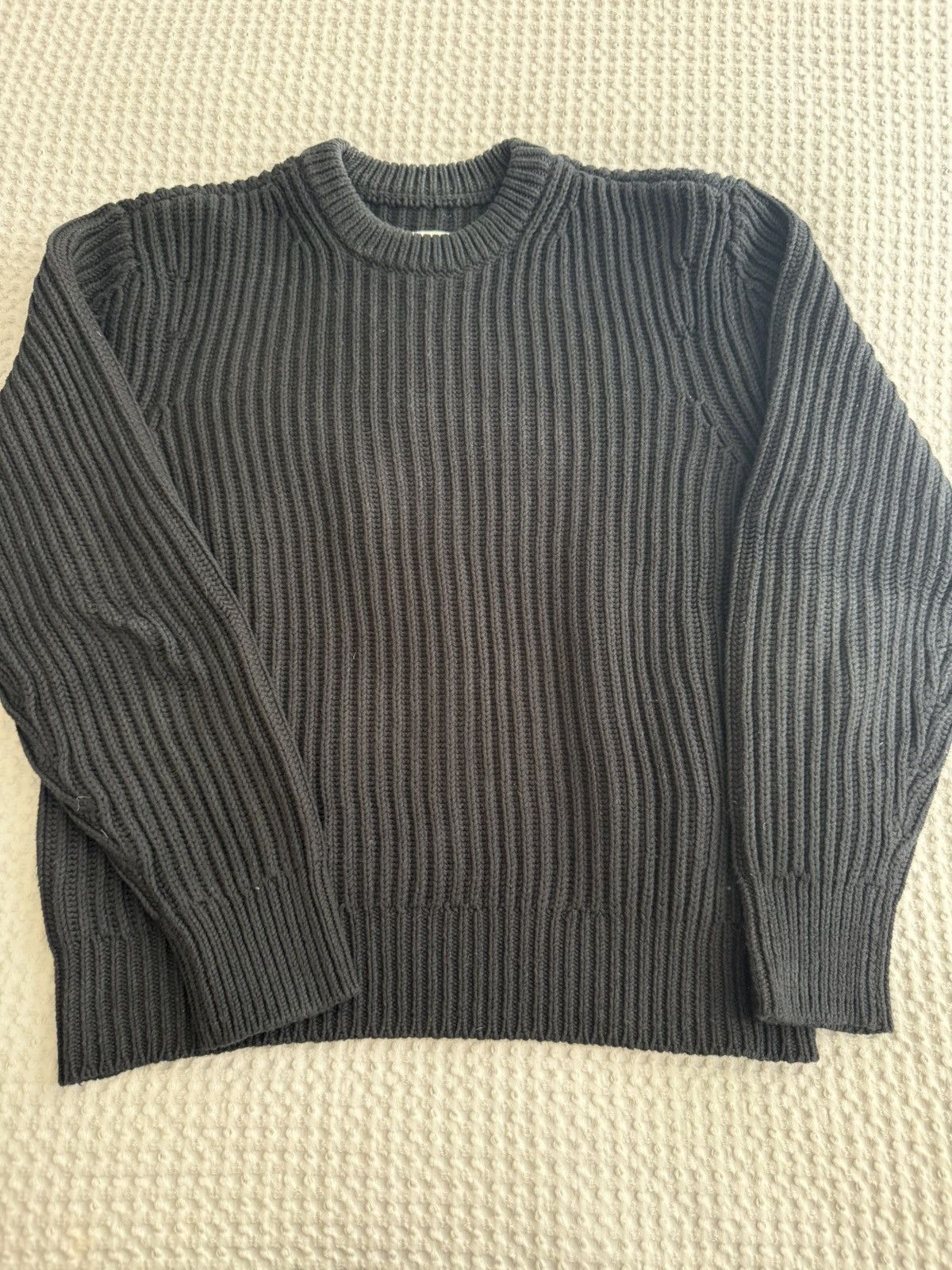Aime Leon Dore Aimé Leon Dore Waffle Knit Sweater — Jet Black, Size Small Size US S / EU 44-46 / 1 - 1 Thumbnail
