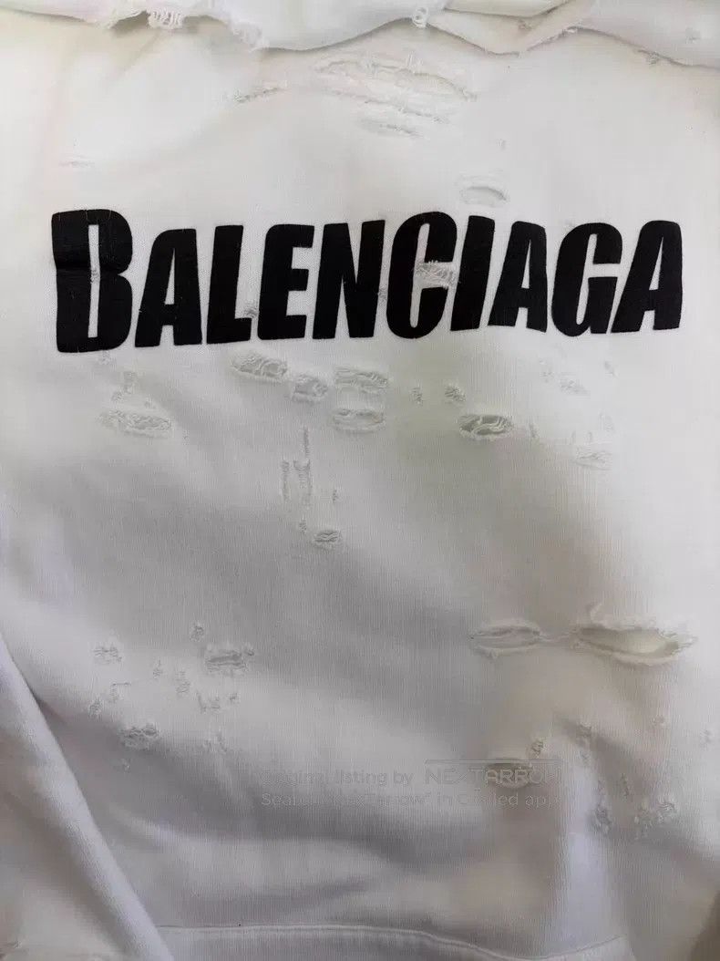 Balenciaga Balenciaga Printed Hole Effect Fleece Hoodie Size US S / EU 44-46 / 1 - 3 Thumbnail