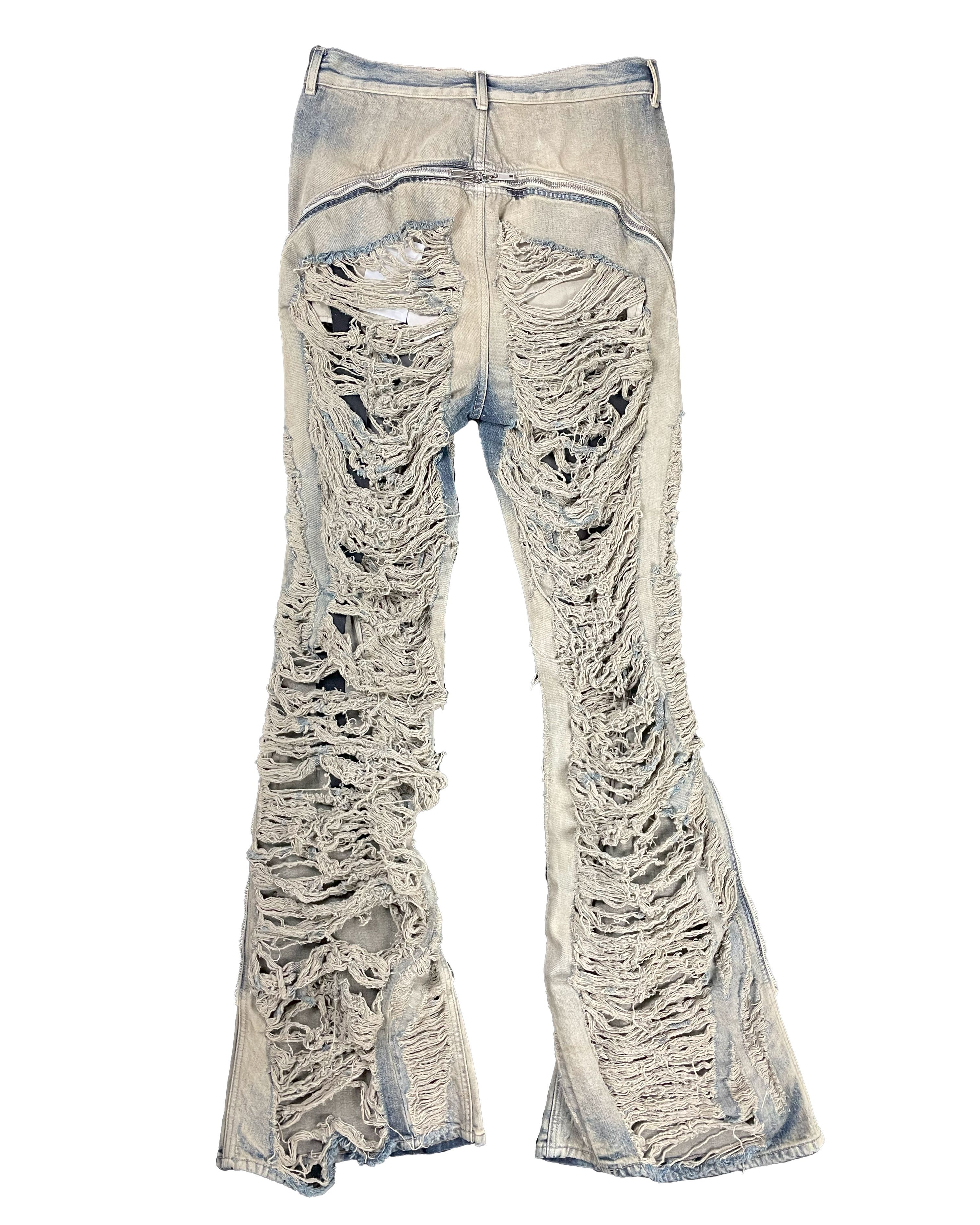 Rick Owens RUNWAY SHREDDED BOLAN BANANA DENIM FW23 LUXOR | Grailed