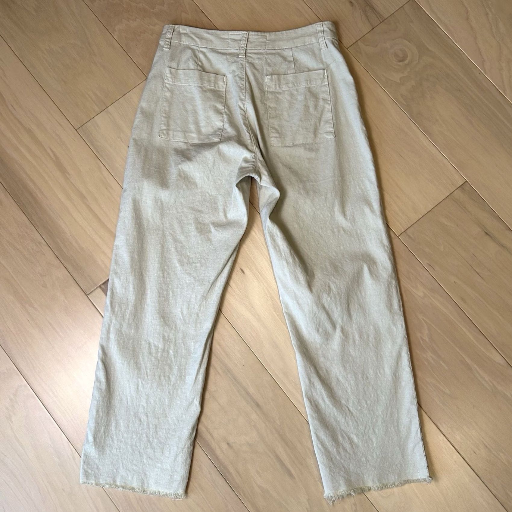 Frank & Eileen Frank & Eileen Kinsale Trousers Pants Women’s 4 Light Tan Cotton Woven Crop Straight Leg Mid Rise Flat Front Casual Workwear Travel Style Size 27" / US 4 / IT 40 - 3 Thumbnail