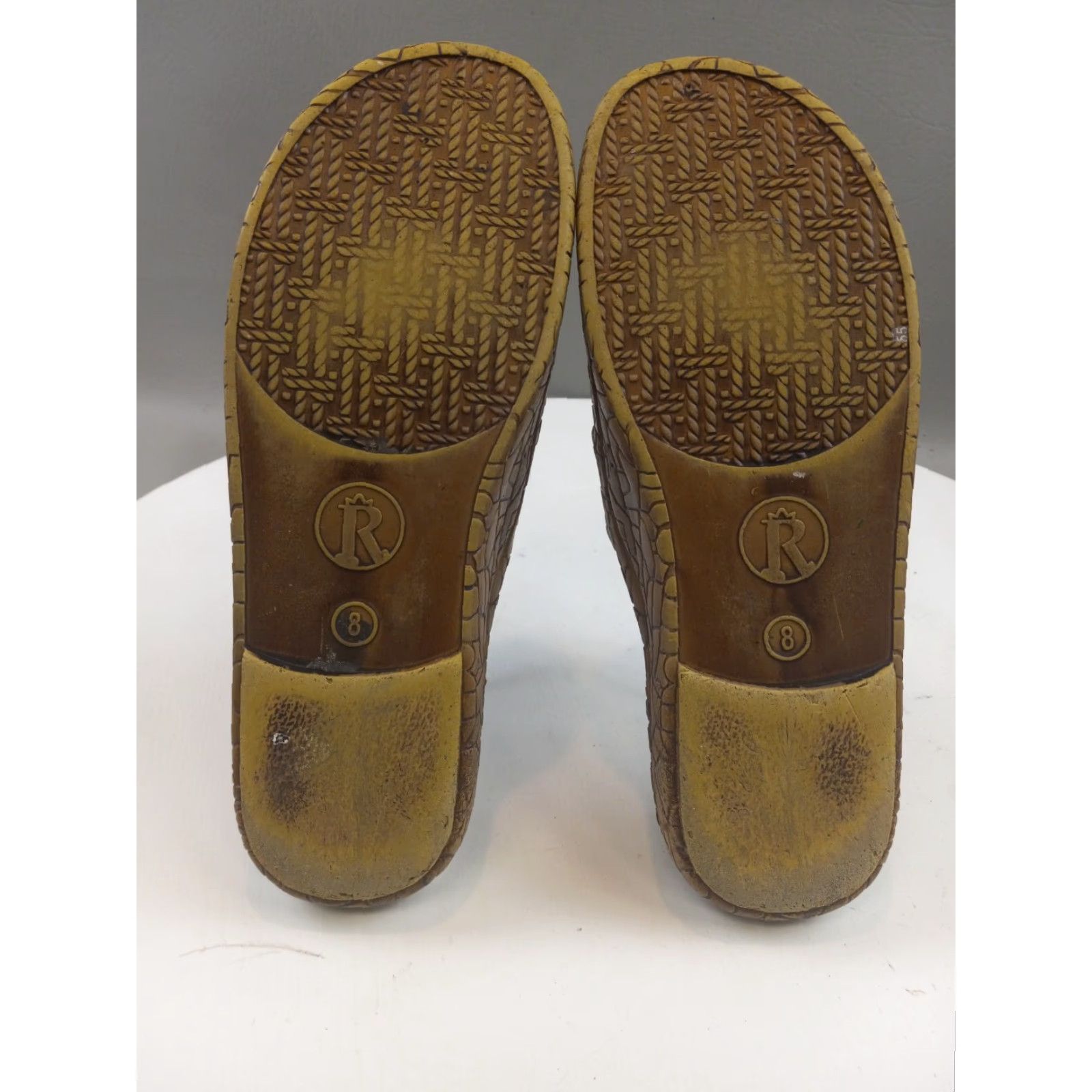 Vintage Rockin Footwear Sandal Slide Women's Size 8 Brown PVC Textured Boho Slip-On Sandal Bohemian Straps Size US 6 / IT 36 - 7 Thumbnail