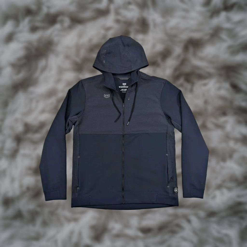 Warroad Hoodie Mens Large Navy Full Zip Performance Stretch Hooded Zip Pockets Logo Winter Fall Sports Outdoor Mens