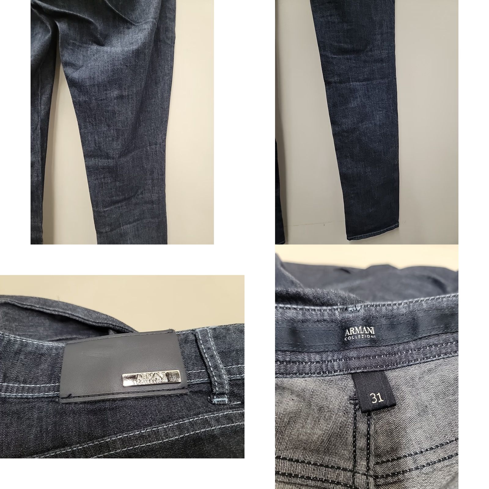 Armani Armani Collezioni Jeans Mens 31 Dark Blue Stretch Denim 5-Pocket Zip Inseam 36 Classic Regular Mens Size US 31 - 9 Thumbnail