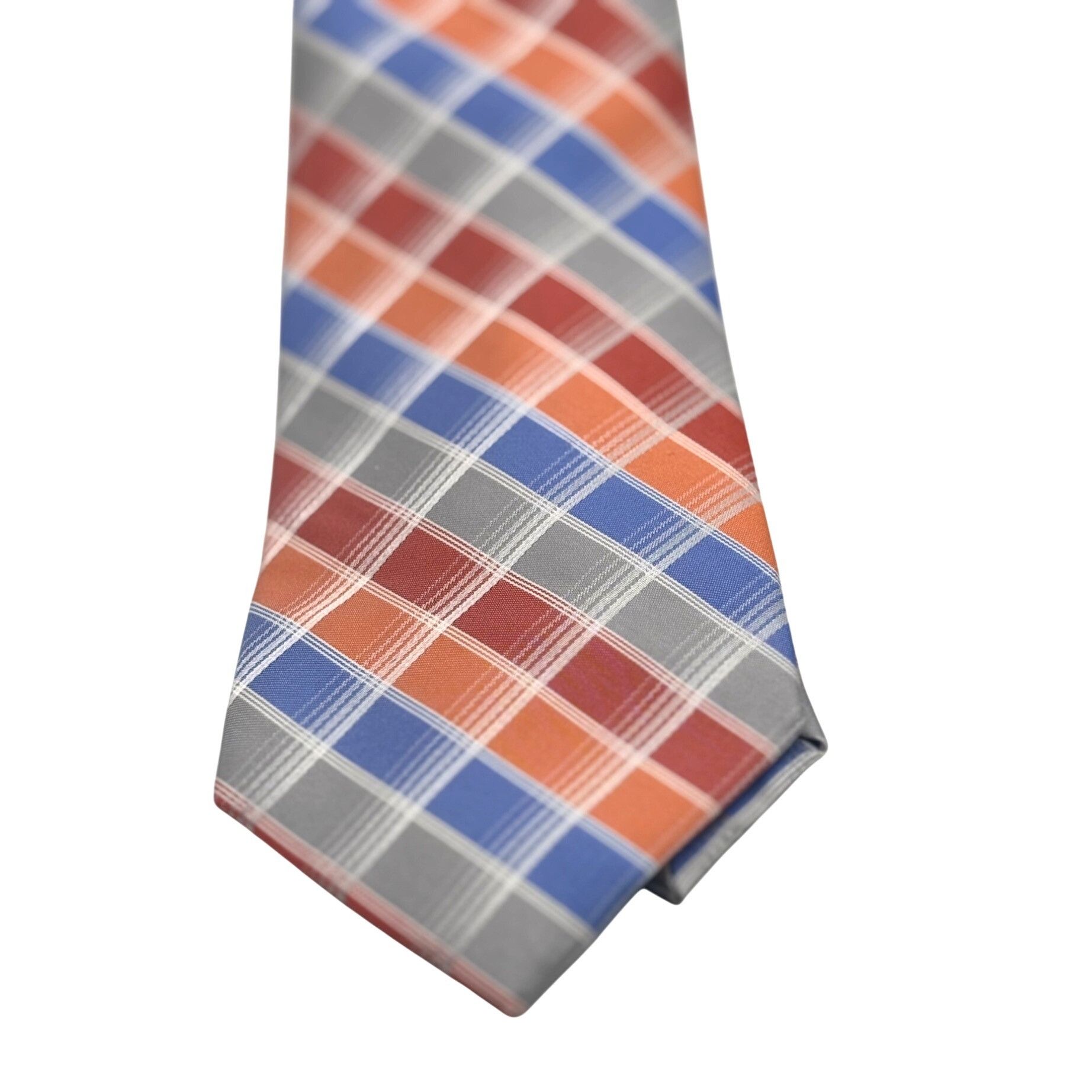Perry Ellis Perry Ellis Portfolio Plaid Silk Necktie, Orange, OS Size ONE SIZE - 2 Thumbnail