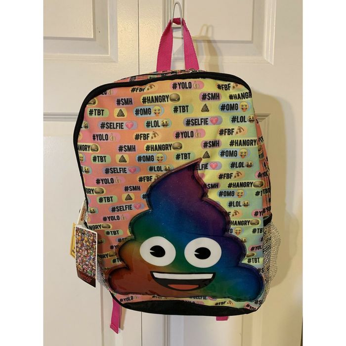 Unkwn New pink multicolored Poop Emoji Small Backpack Grailed