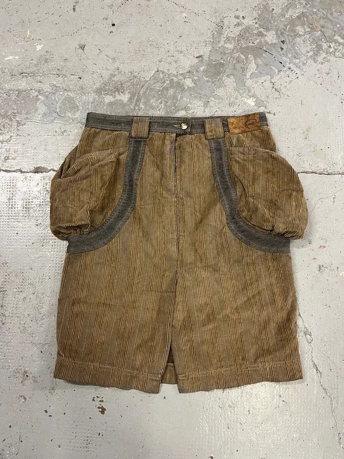 Just Cavalli AW2004 Cavalli Brown Velvet Cargo Skirt Size 28" / US 6 / IT 42 - 1 Thumbnail