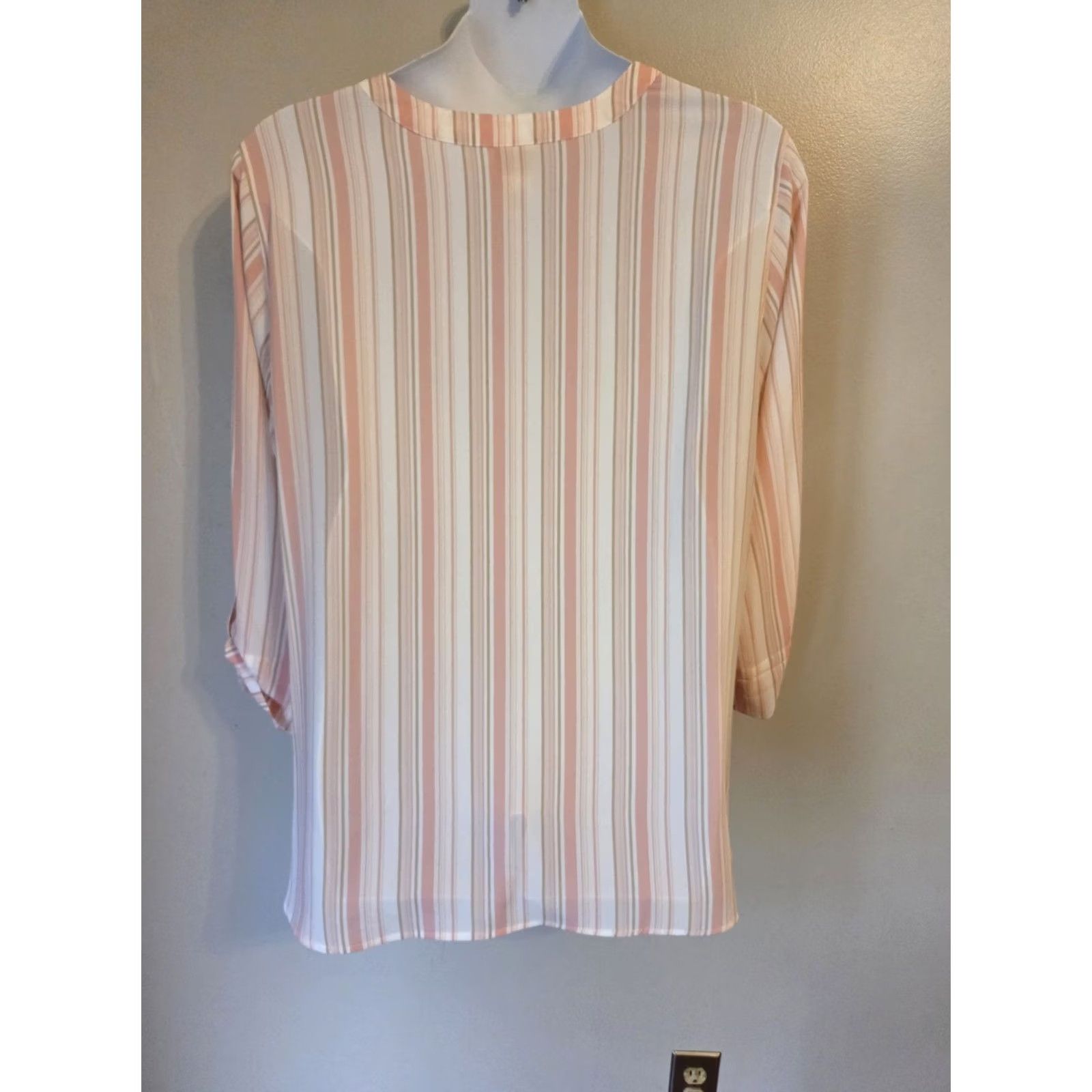 Vintage Ruby Rd Woman Pink White Stripe Embroidered Top Shirt Boho 2X Size XXL / US 16-18 / IT 52-54 - 5 Thumbnail