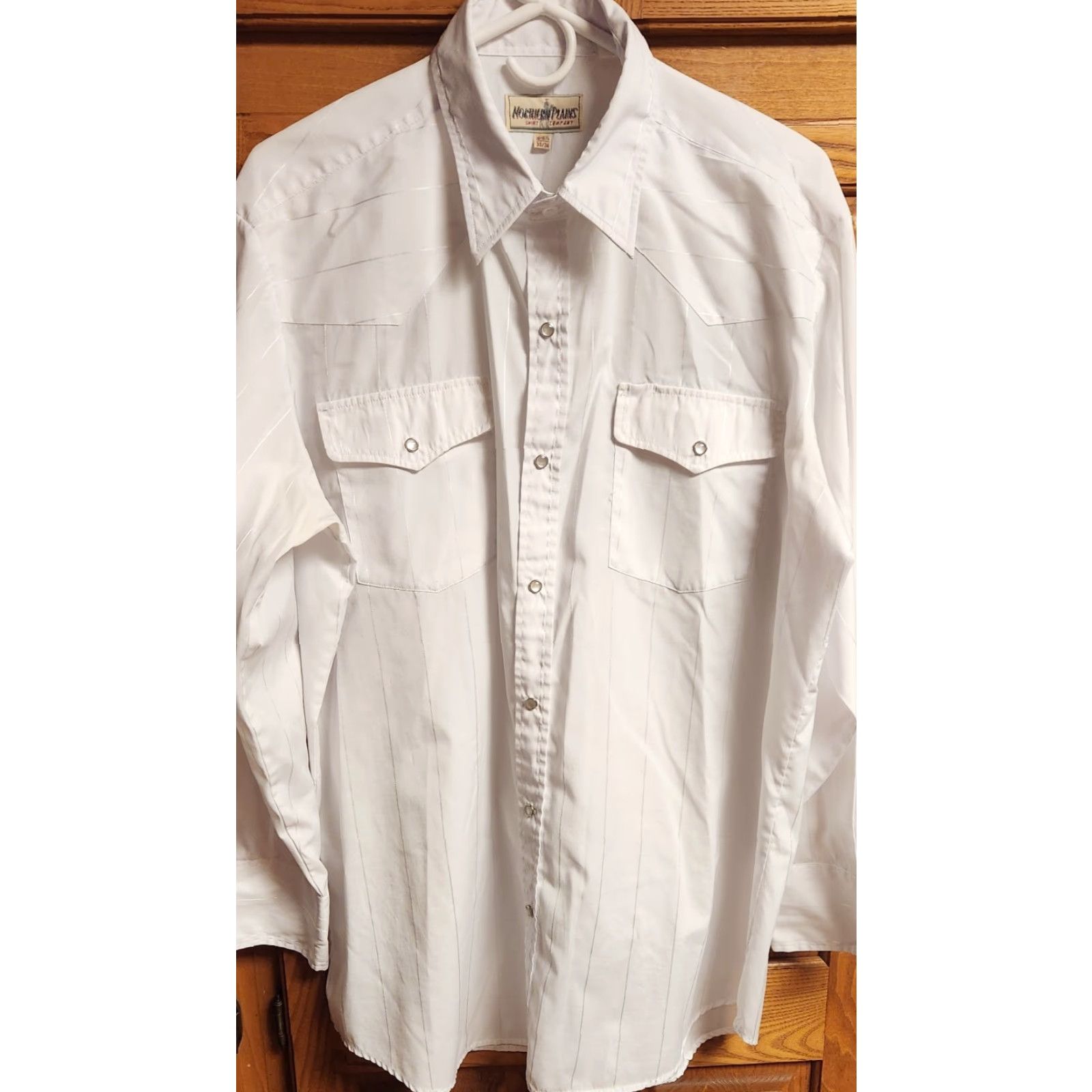 Vintage VINTAGE NORTHERN PLAINS Shirt Men’s 16-16 1/2 33/34 White Long Sleeved Pearl Snap VTG Size US L / EU 52-54 / 3 - 4 Thumbnail