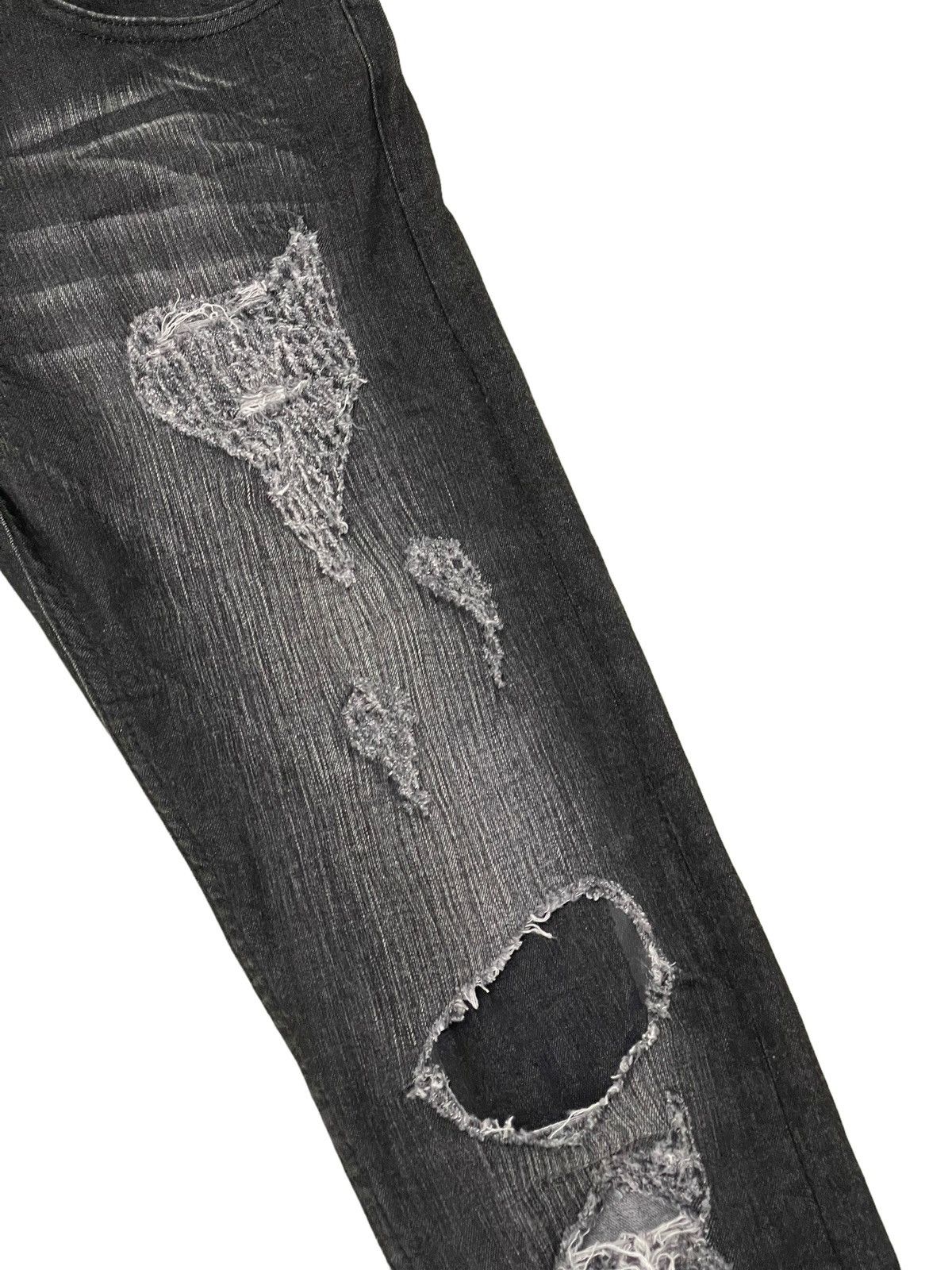 Japanese Brand Distress Jeans K.U.I. Faded Black Skinny Stretch Denim 8🟦6 Size US 31 - 9 Thumbnail