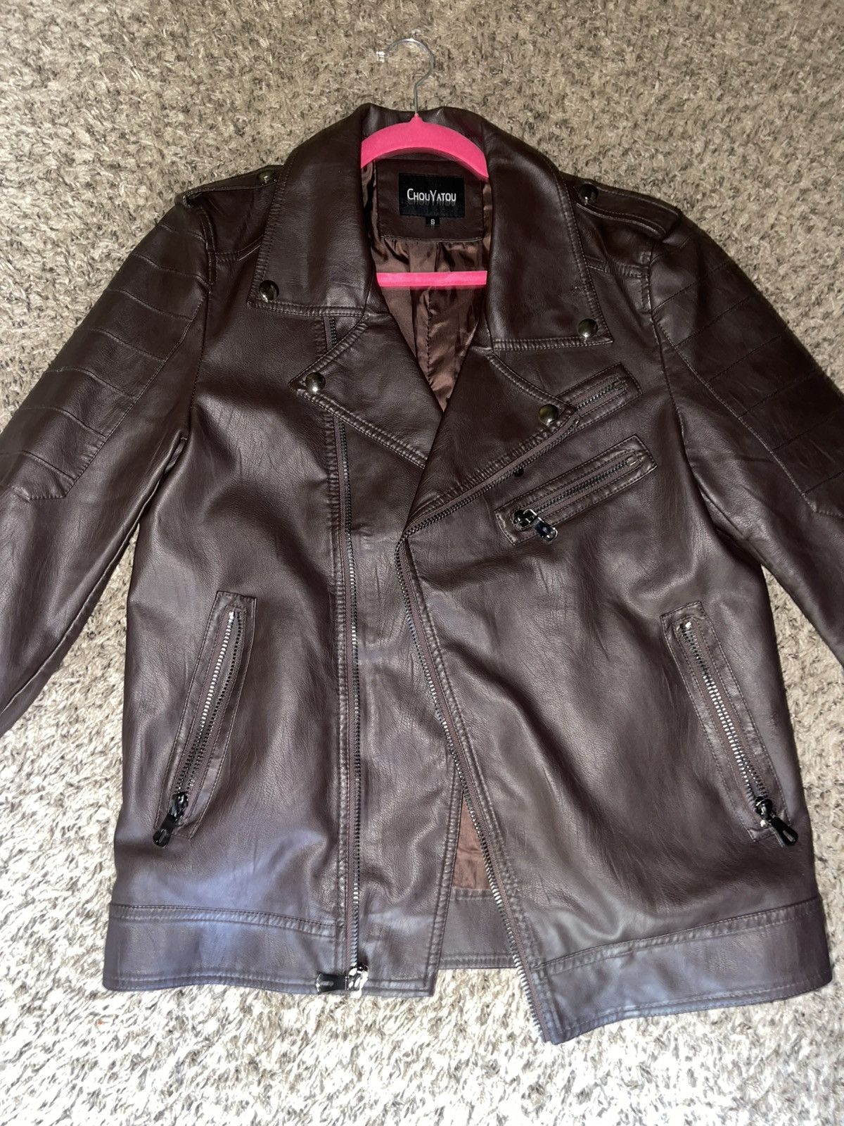 Vintage Brown Faux Leather Jacket Size US S / EU 44-46 / 1 - 1 Thumbnail