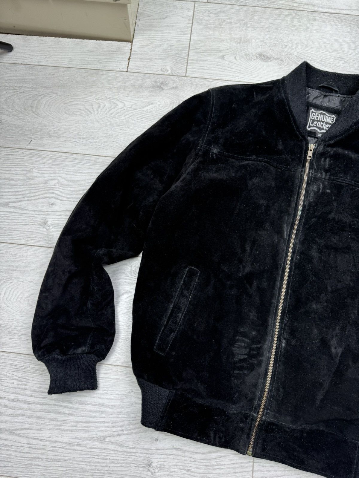 Vintage Vintage 90s Streetwear Quilted Suede Leather Bomber Jacket Size US M / EU 48-50 / 2 - 2 Thumbnail