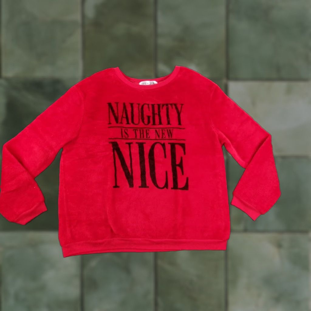 Vintage Wound Up Sweater Womens Large Red Naughty New Nice Christmas Cozy Comfy Lounge Size L / US 10 / IT 46 - 1 Thumbnail