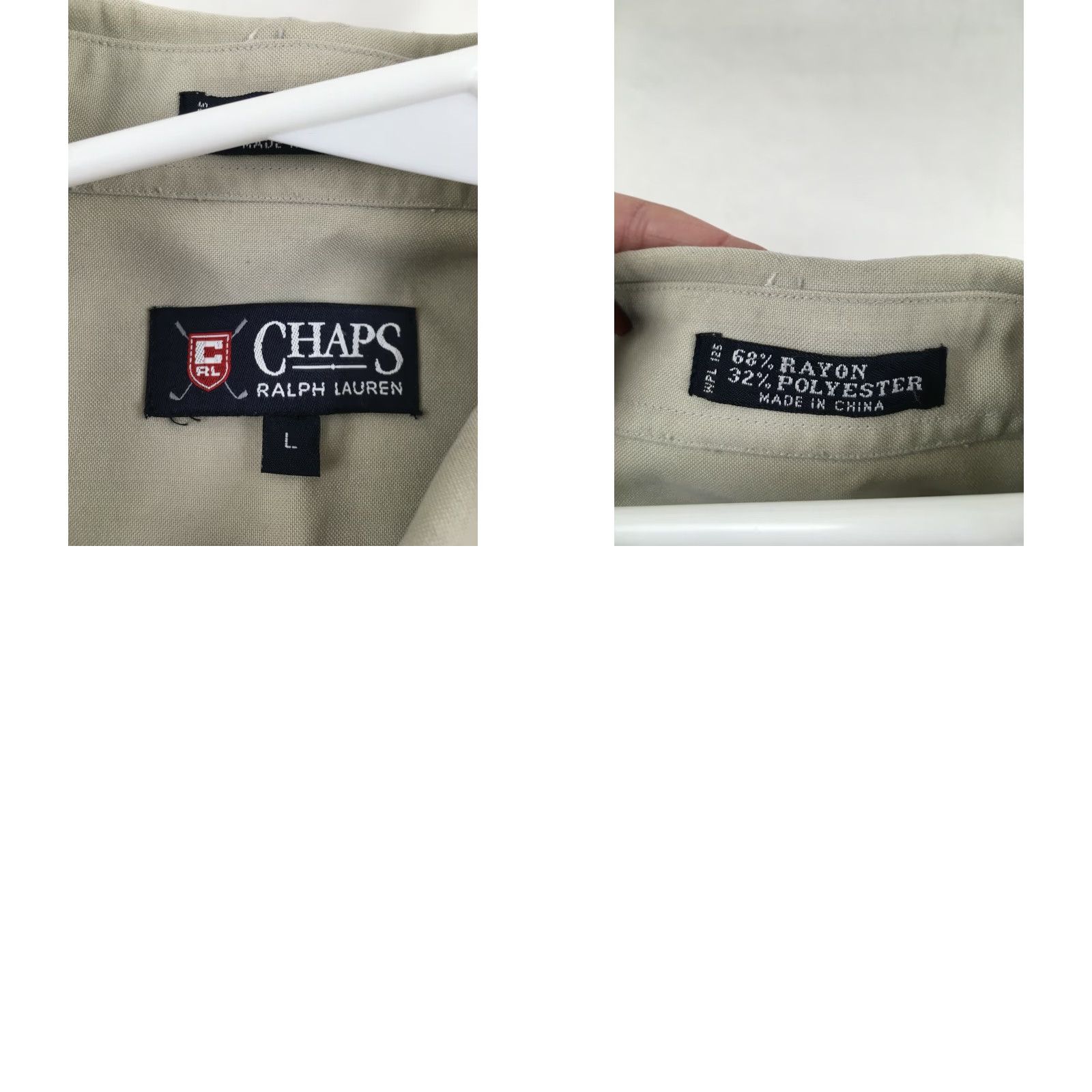 Chaps Chaps Ralph Lauren Dress Shirt Men's Large Tan Long Sleeve Button Up Shirt Size 42R - 8 Thumbnail
