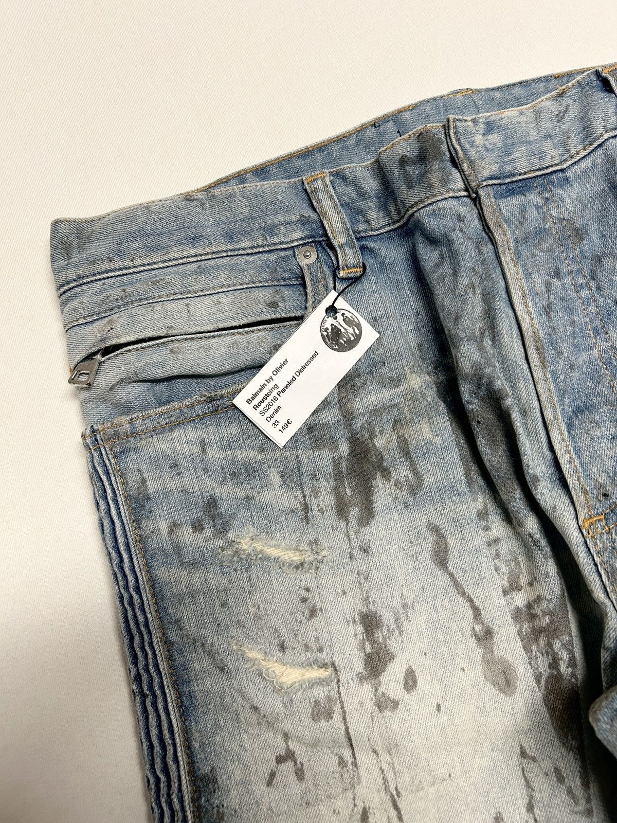 Balmain SS2016 Panelled Distressed Denim Size US 33 - 5 Thumbnail